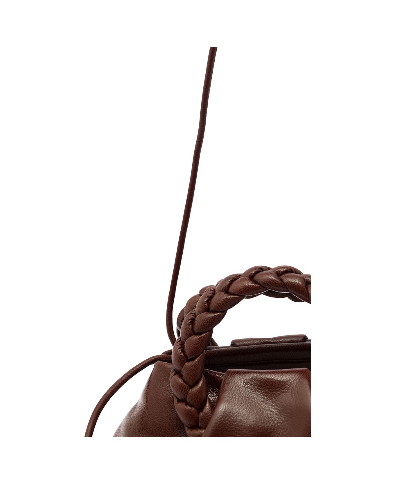 Hereu Braided Handle Pleated Crossbody Bag - Chestnut