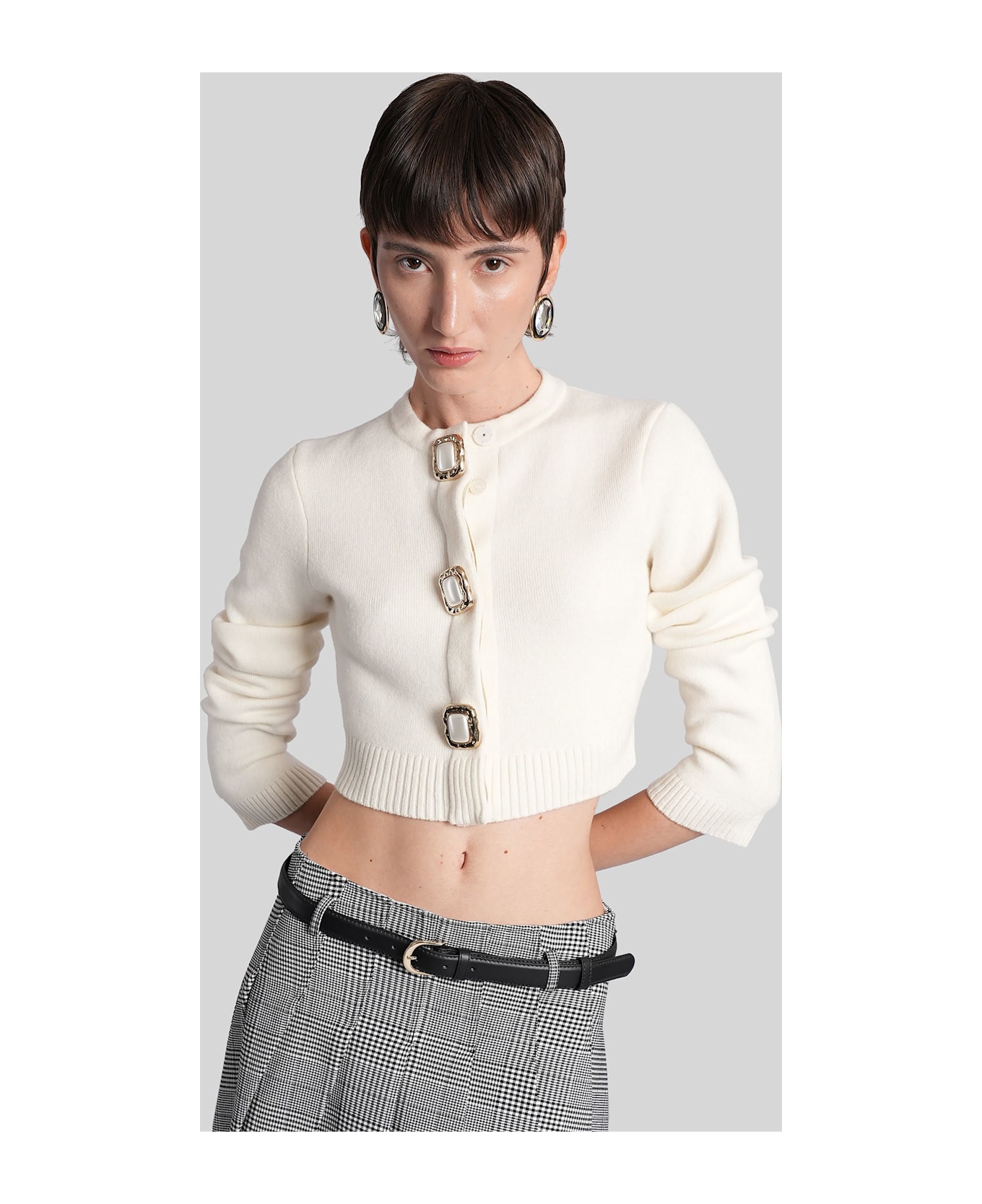 self-portrait Cardigan In Beige Wool - beige