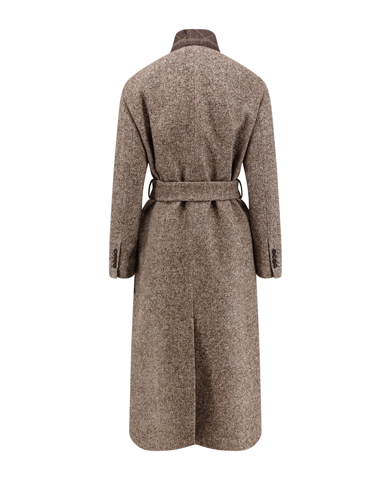 Brunello Cucinelli Wool Blend Padded Coat - MARRONE/GRIGIO/PANAMA