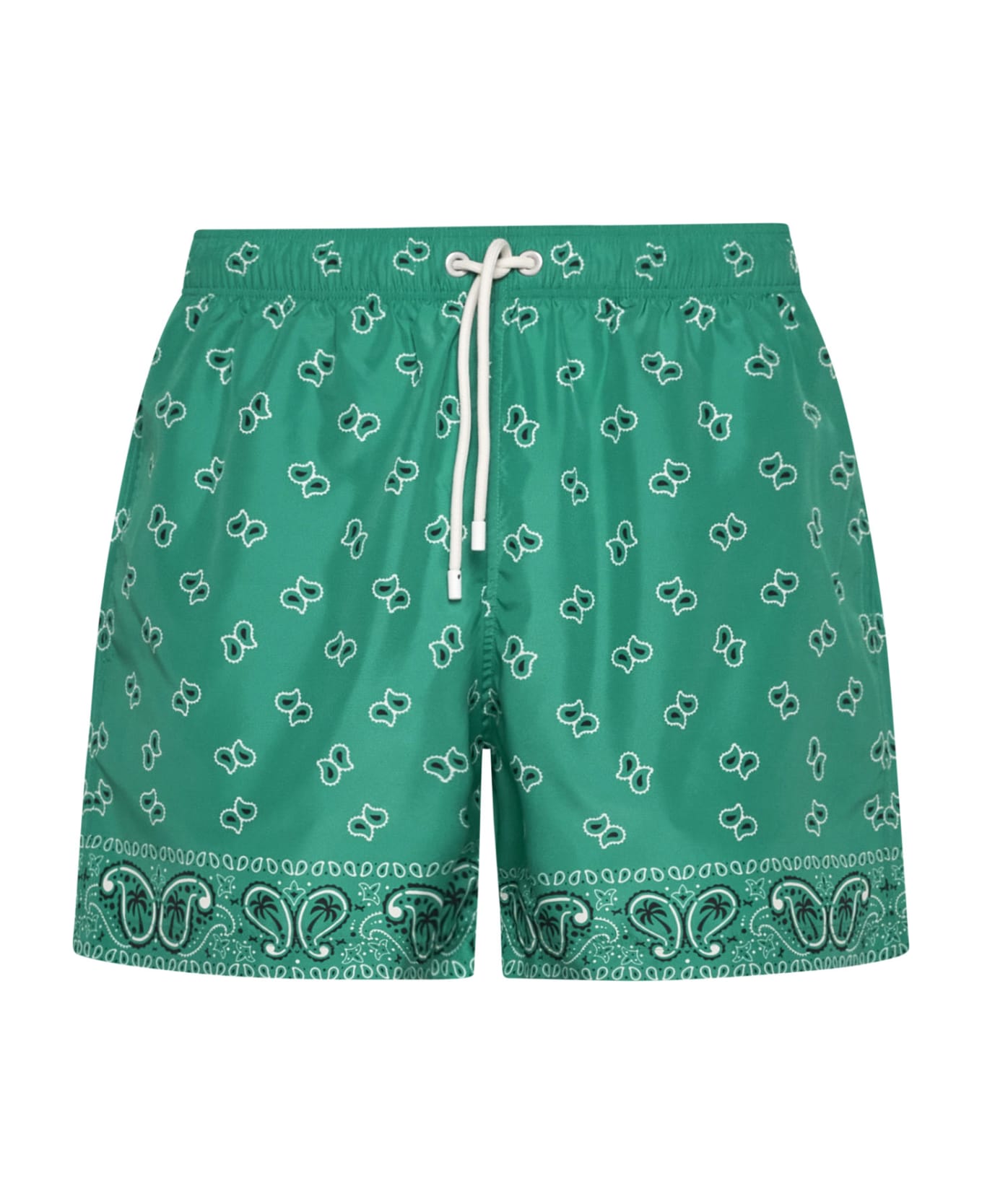 Palm Angels Swim Shorts With Bandana Monogram - Green green スイムトランクス