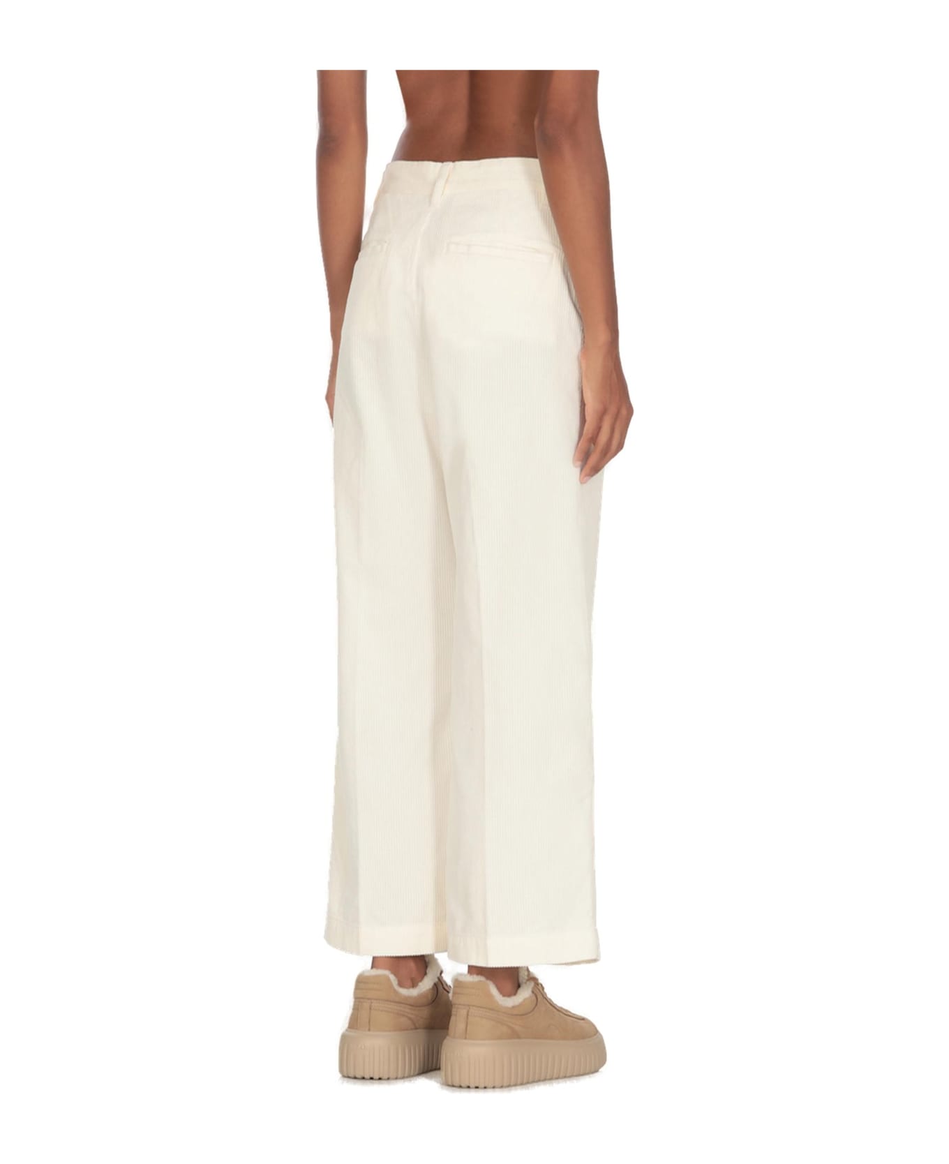 Ralph Lauren Corduroy Wide-leg Cropped Trouser - WHITE