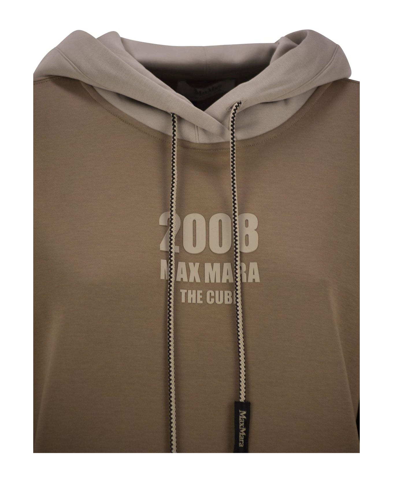 
S Max Mara Agata Logo Embroidered Drawstring Hoodie - Camel