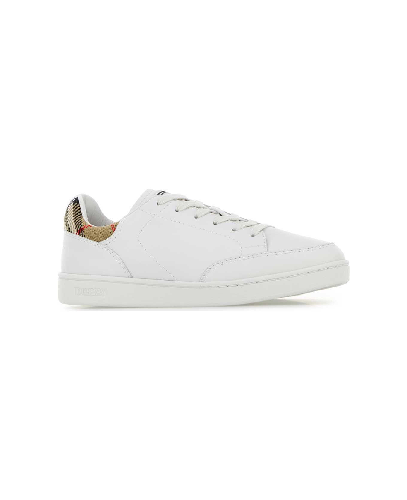 Burberry White Leather Set Sneakers - PORCELAINWHITE
