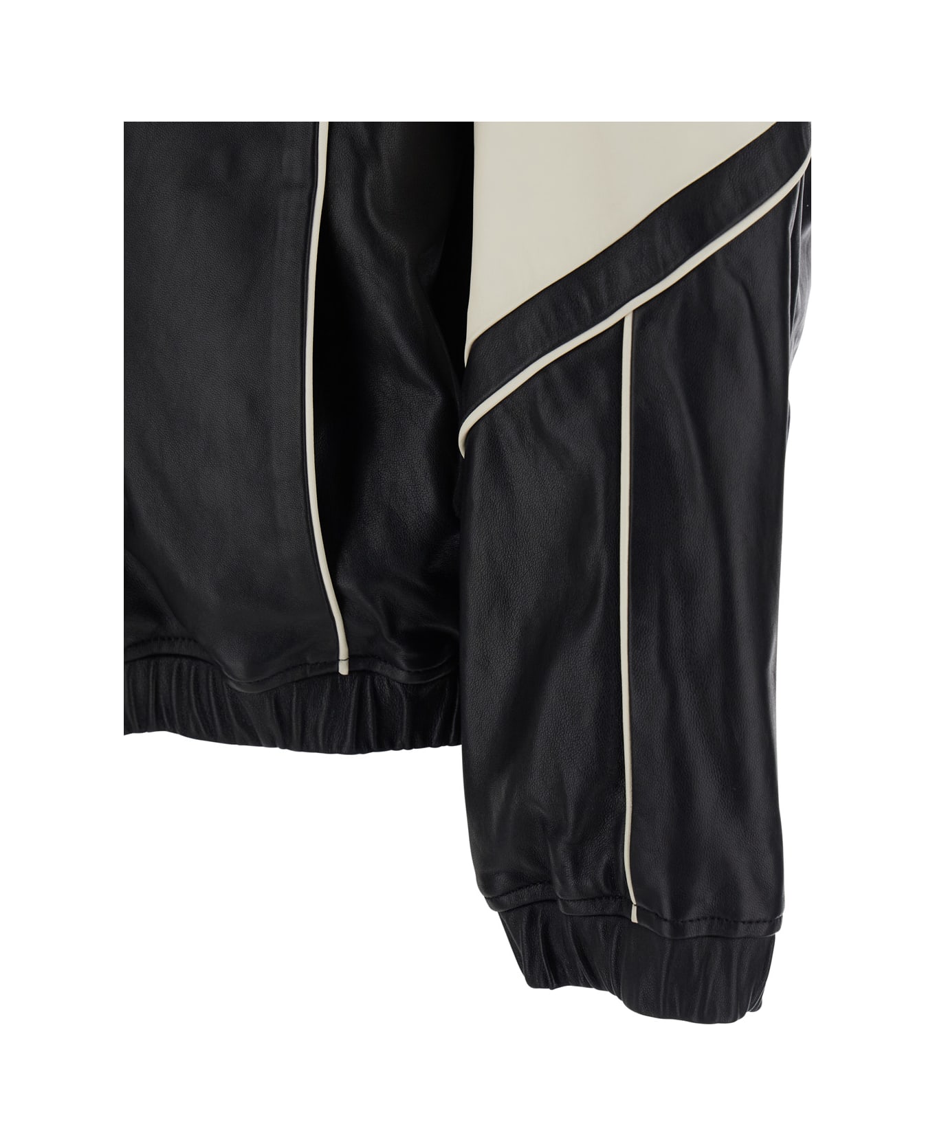 AMIRI Black Jacket With High Neck And Maxi Logo Lettering On The Front And Back In Leather Man - Black