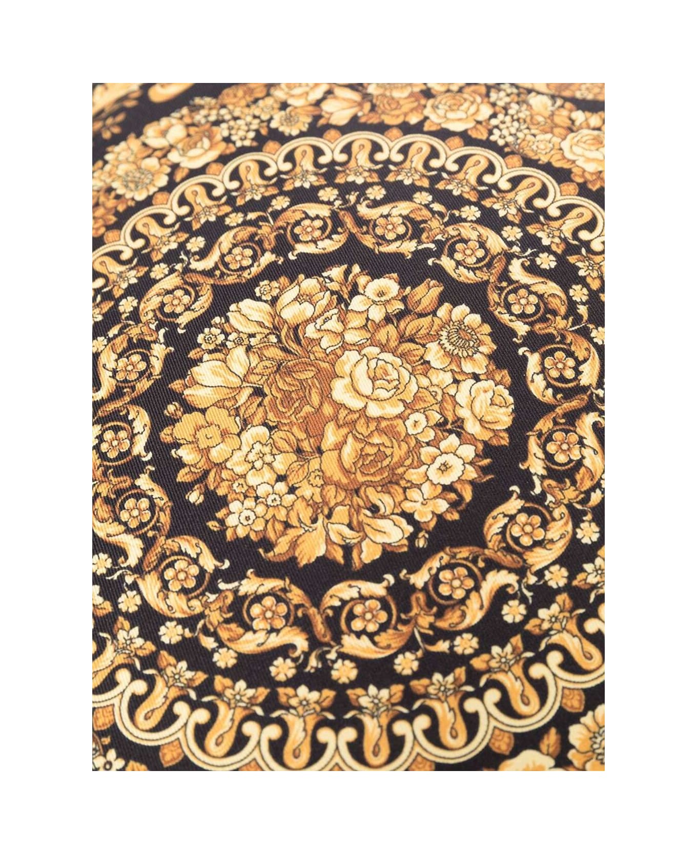 Versace Gold, Black And White Pillow  In Silk And Synthetic Fibers With Baroque Print - Brown