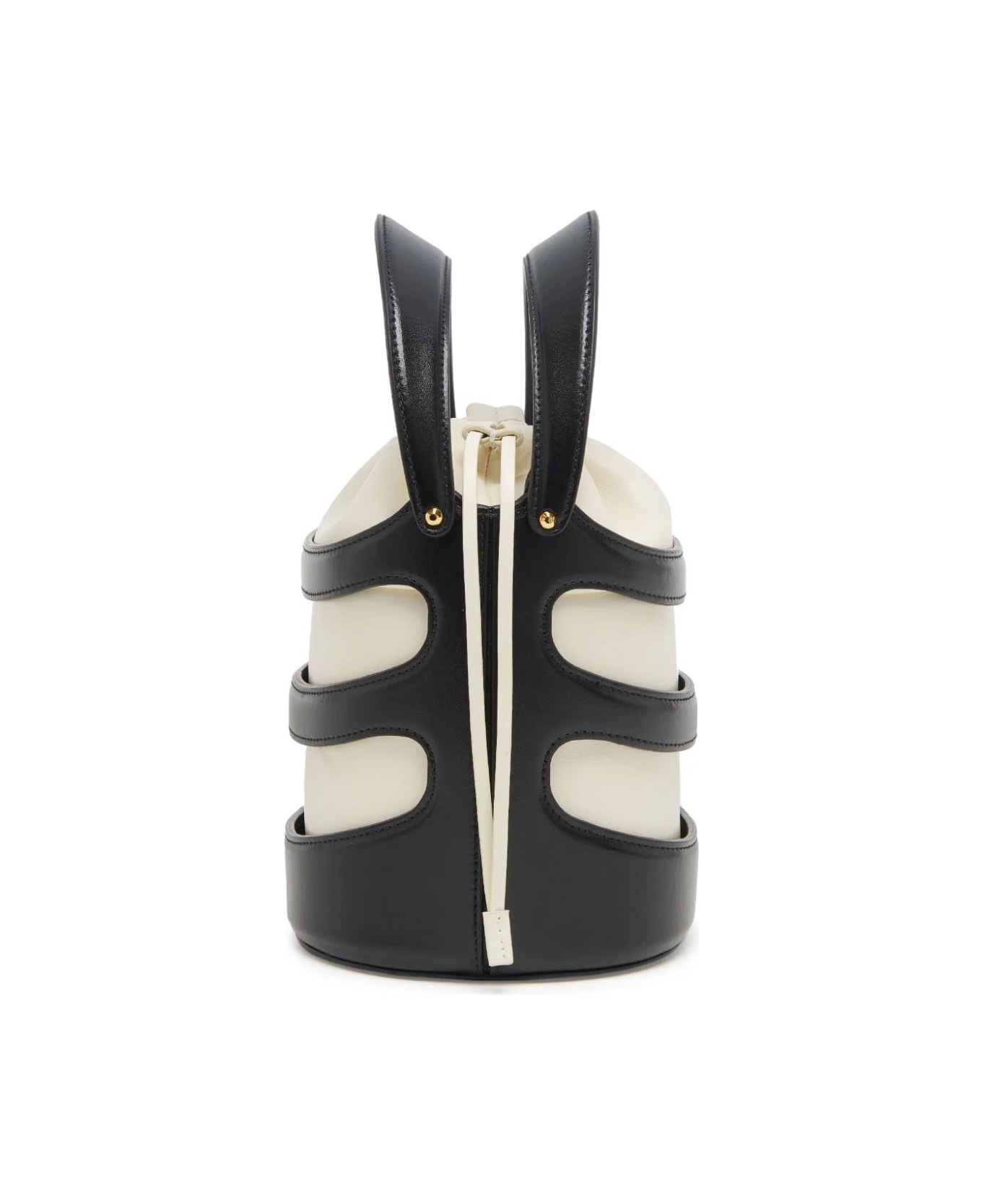 Alexander McQueen The Rise Bucket Bag In Black And Soft Ivory - White