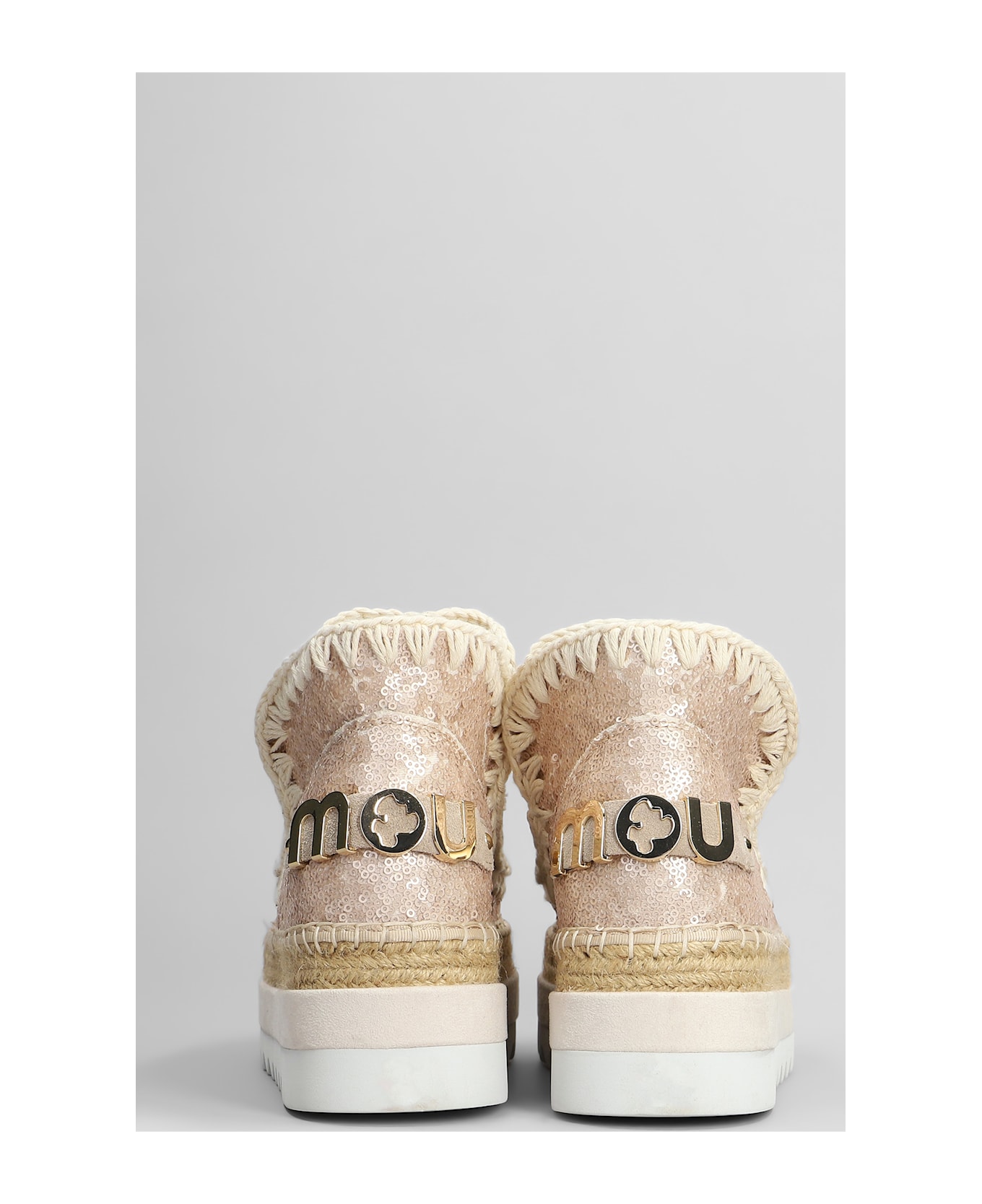 Mou Eskimo Jute Eva Low Heels Ankle Boots In Rose-pink Synthetic Fibers - rose-pink