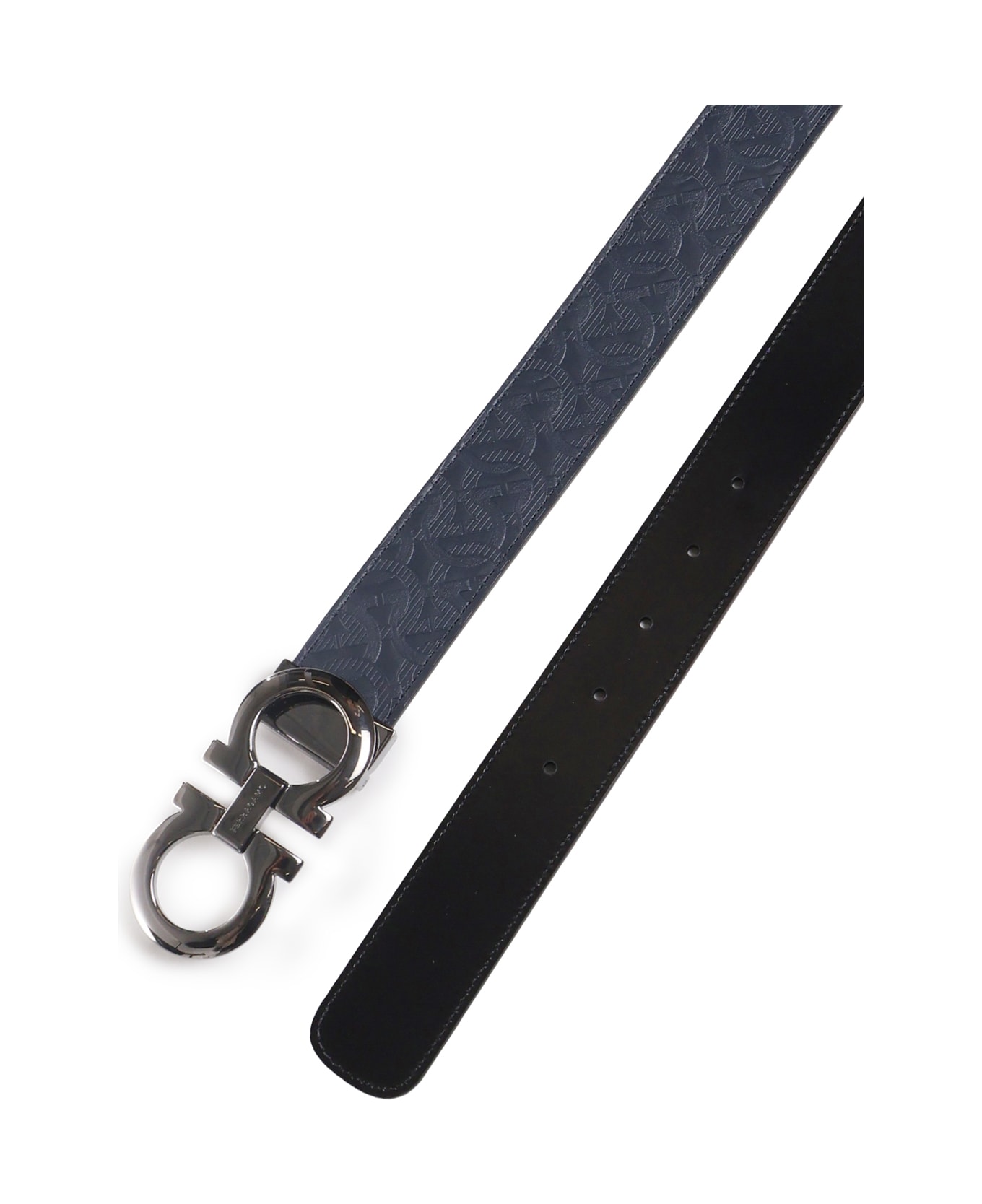 Ferragamo Belt With Logo Motif - Blue, black
