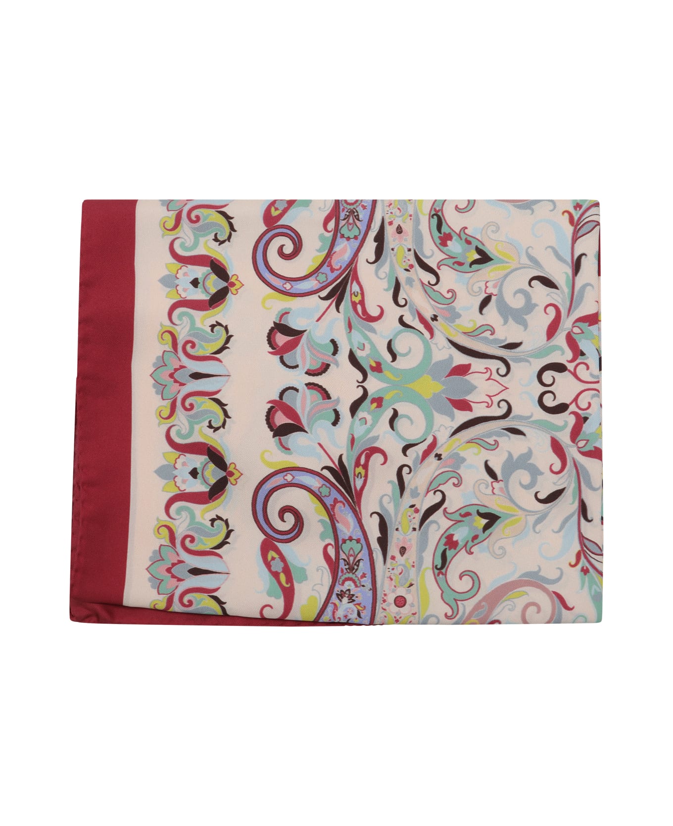 Etro Multicolor Silk Scarf - CREAM/AUBERGINE