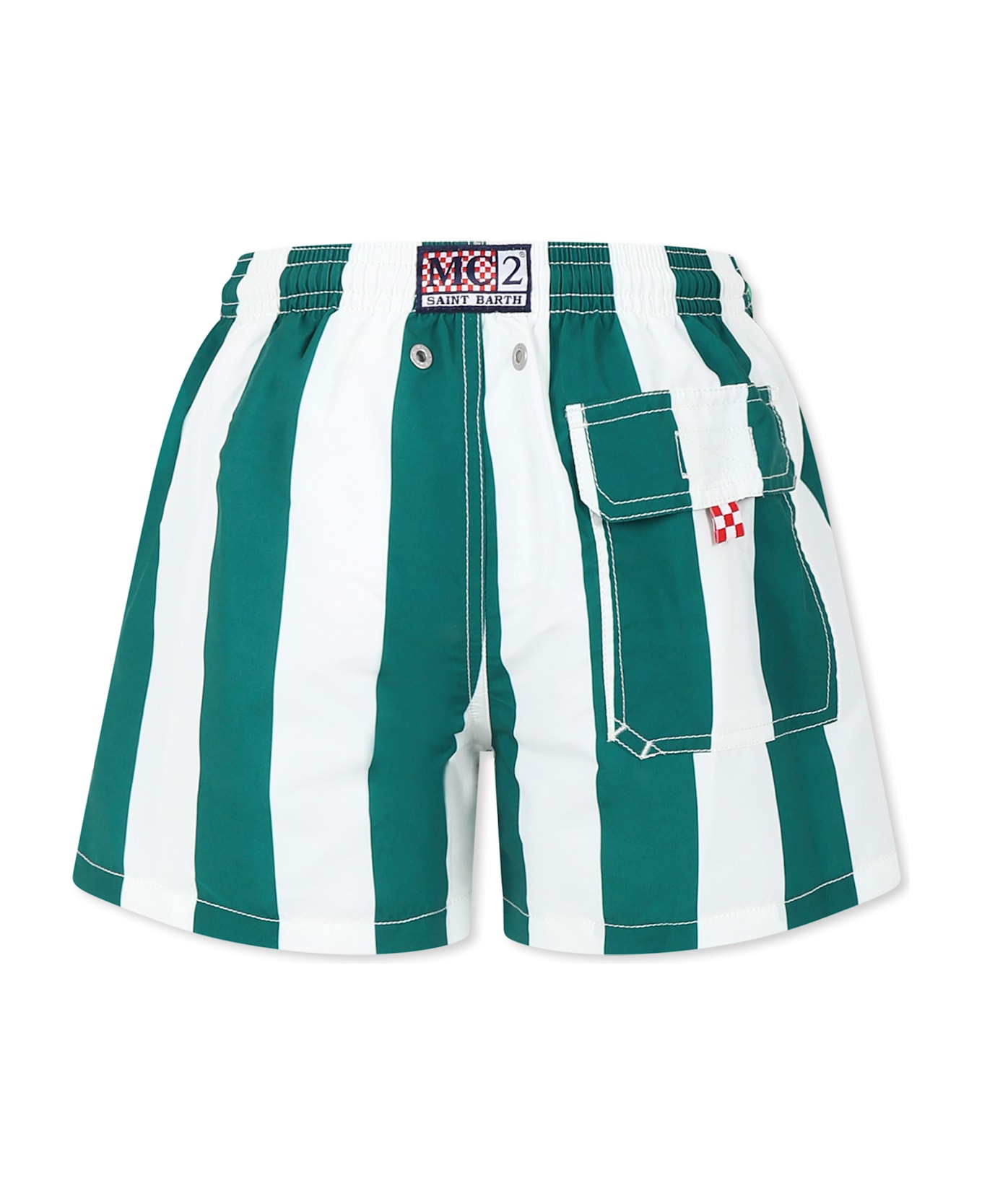 MC2 Saint Barth Green Swim Shorts For Boy With Logo - Green