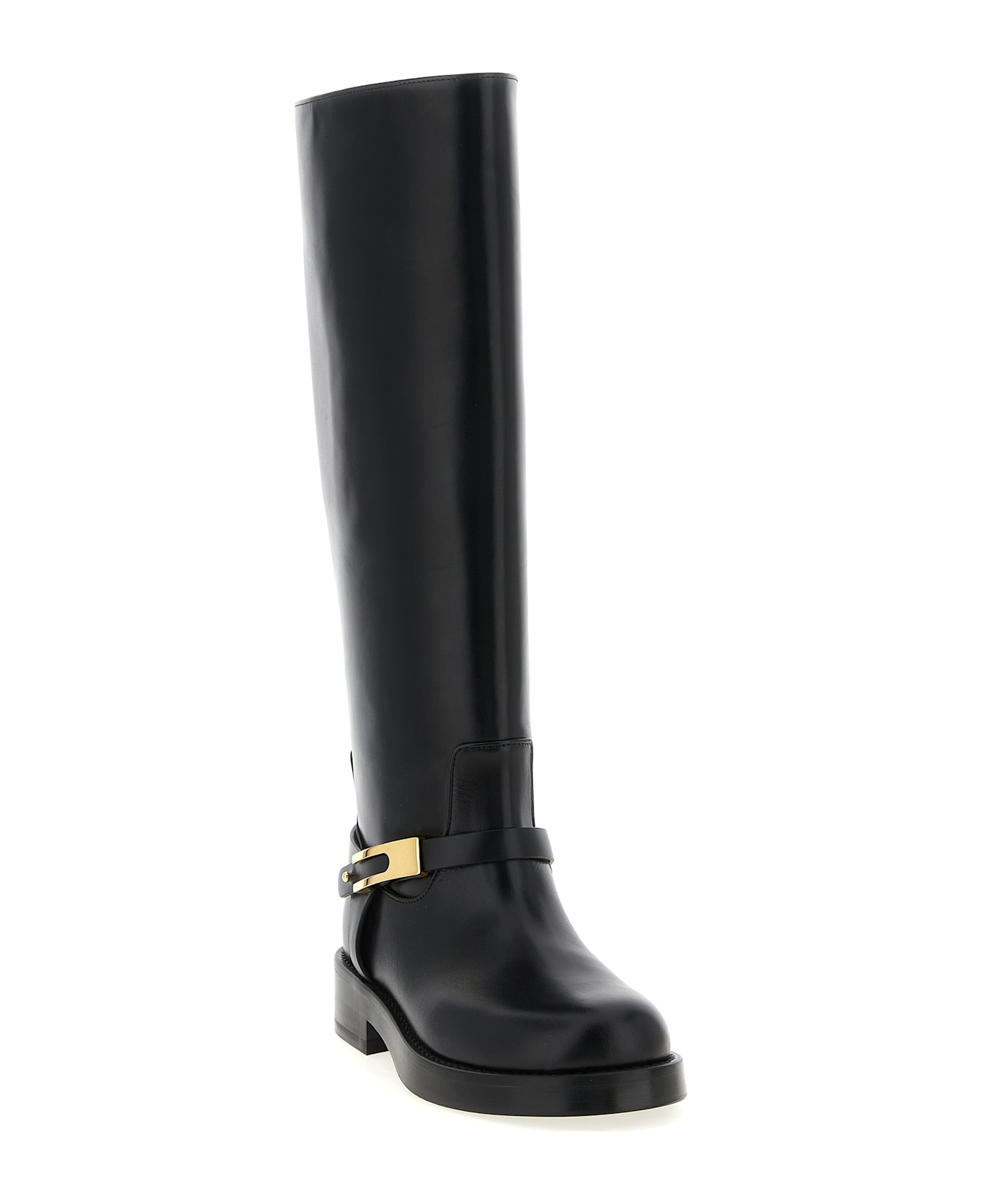 Elisabetta Franchi Logo Strap Boots - Black  