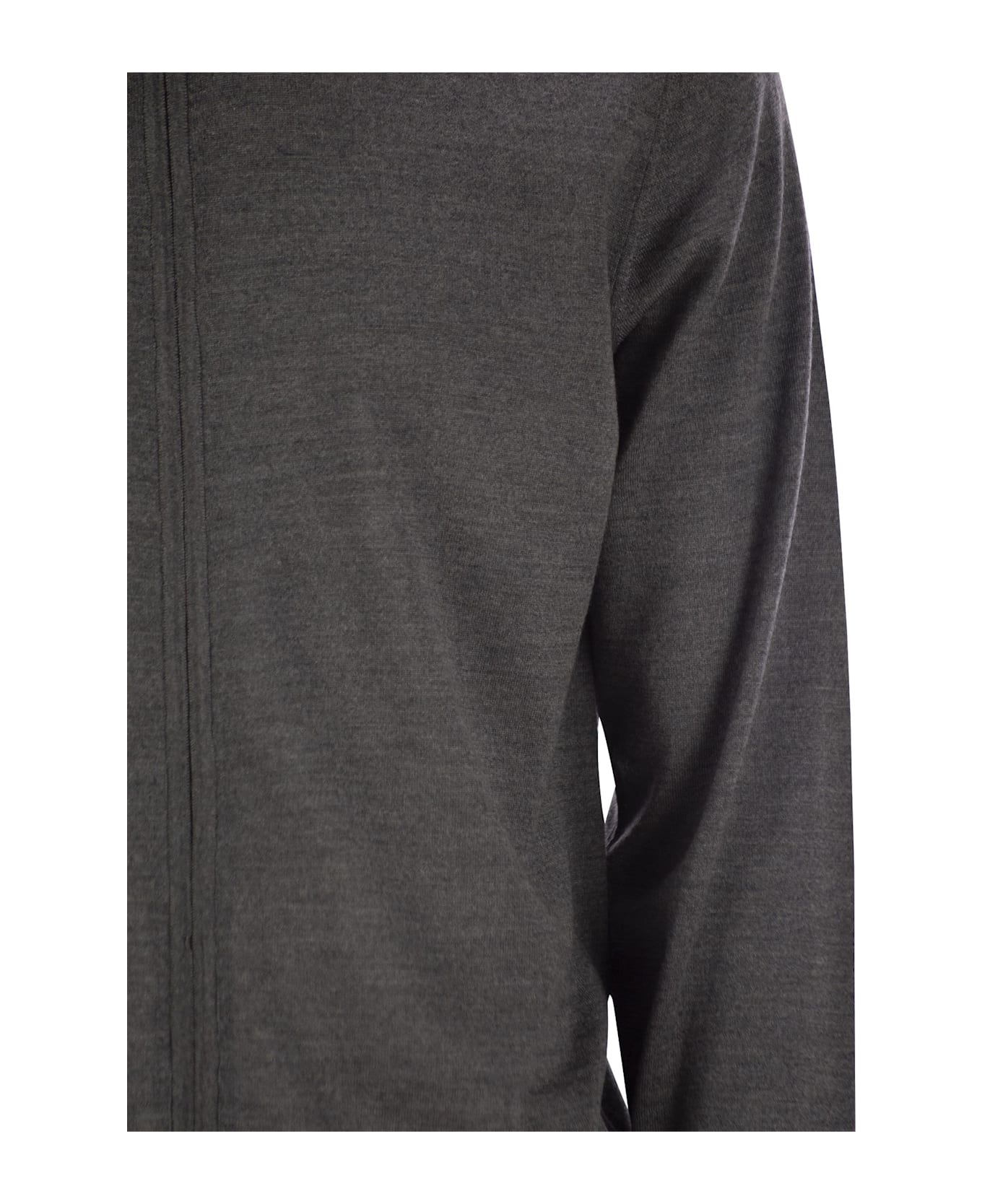 Fedeli Favonio - Virgin Wool Sweater With Full Zipper - Grey