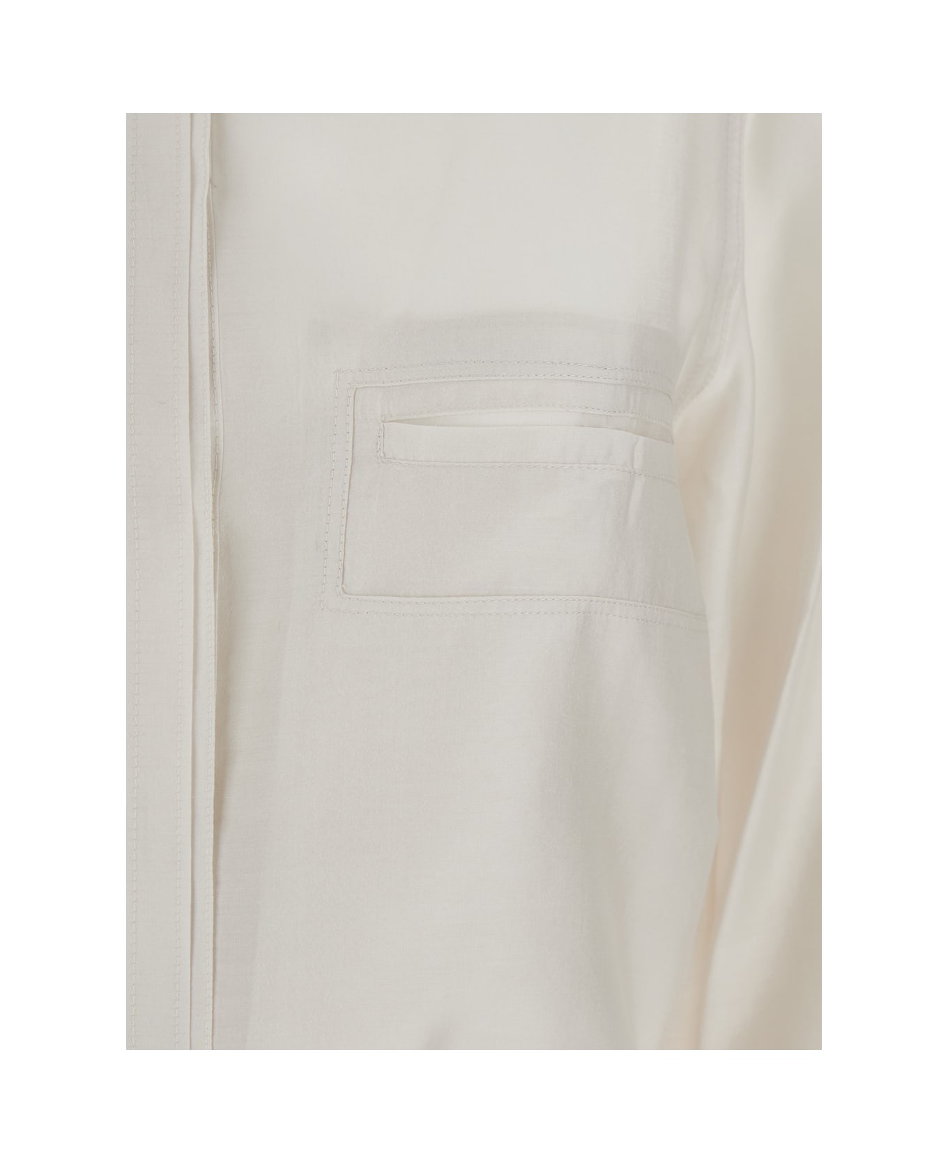 Low Classic White Shirt With Classic Collar And Rear Strap In Tech Fabric Woman - White