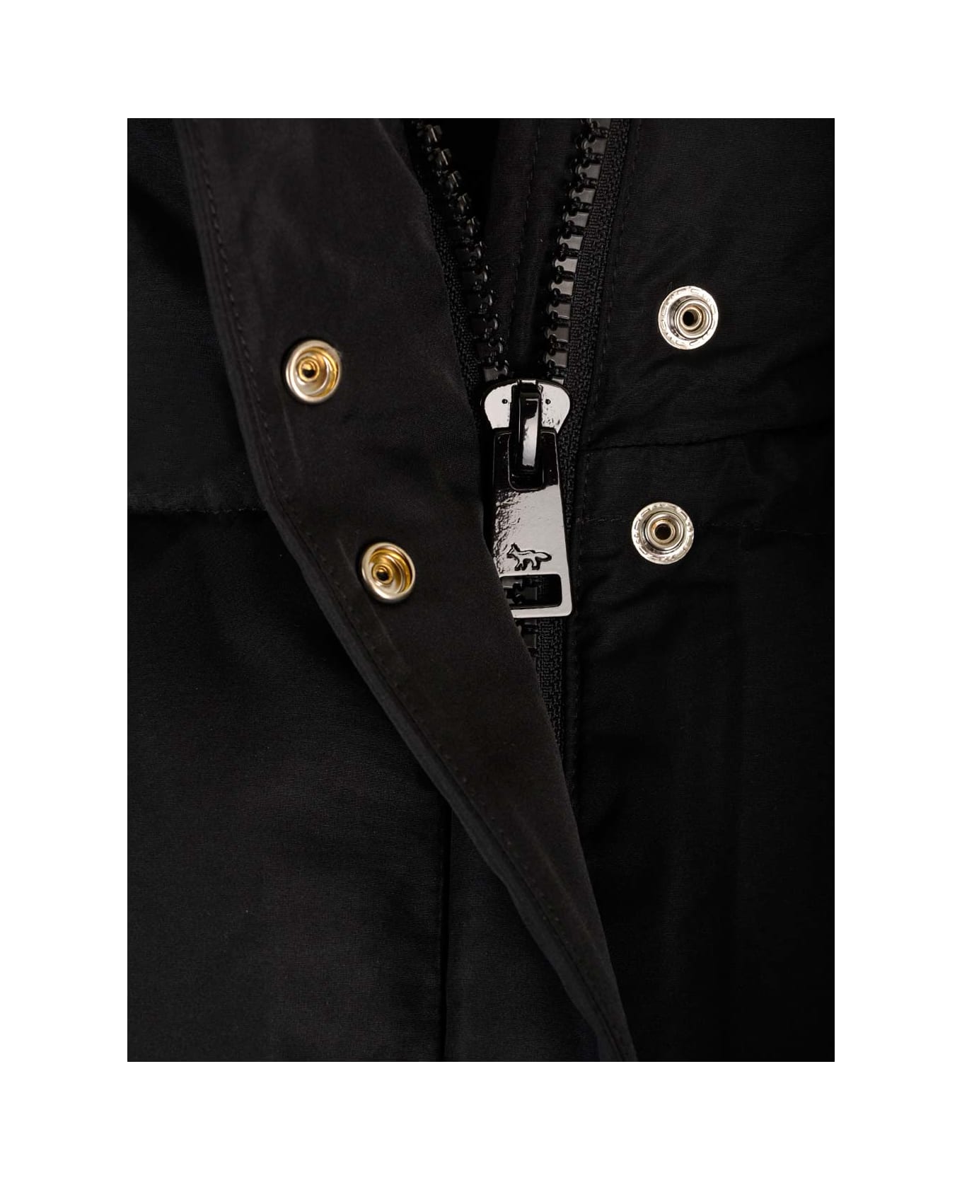 Maison Kitsuné Black Down Jacket With Logo Patch - Black