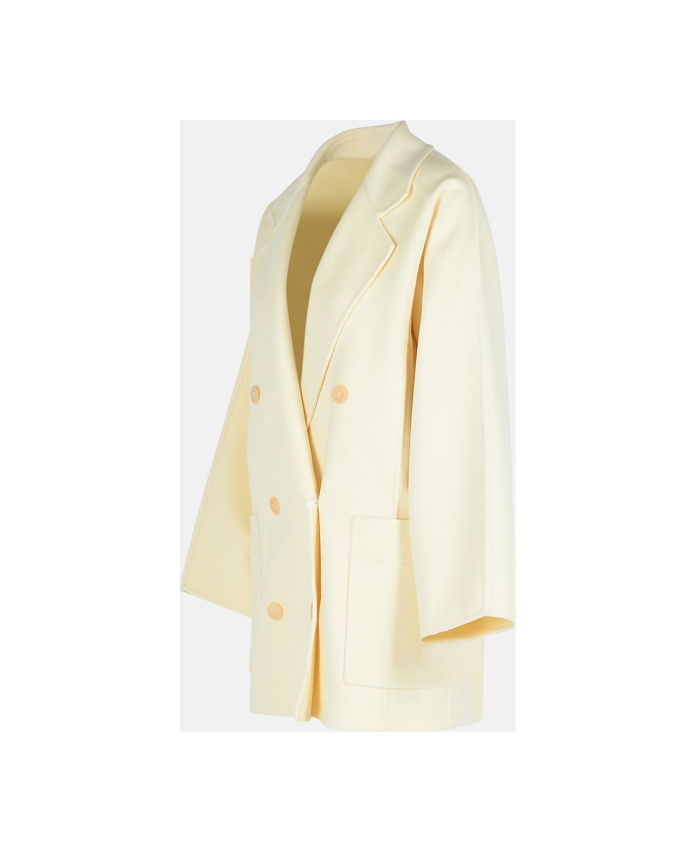 Max Mara 
teddy Crop
 White Wool Blend Coat - BIANCO