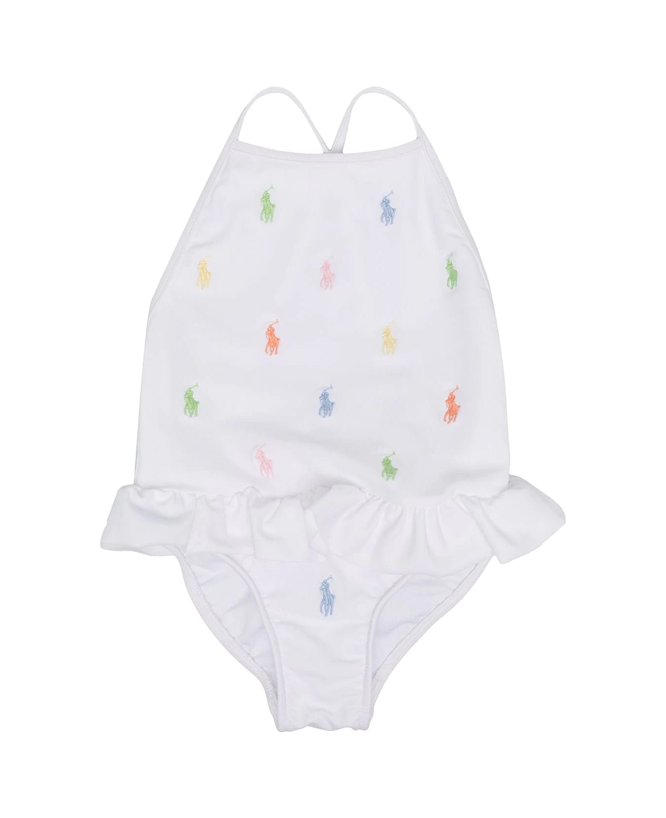 Ralph Lauren White One-piece Swimsuit With All-over Pony - WHITE 水着
