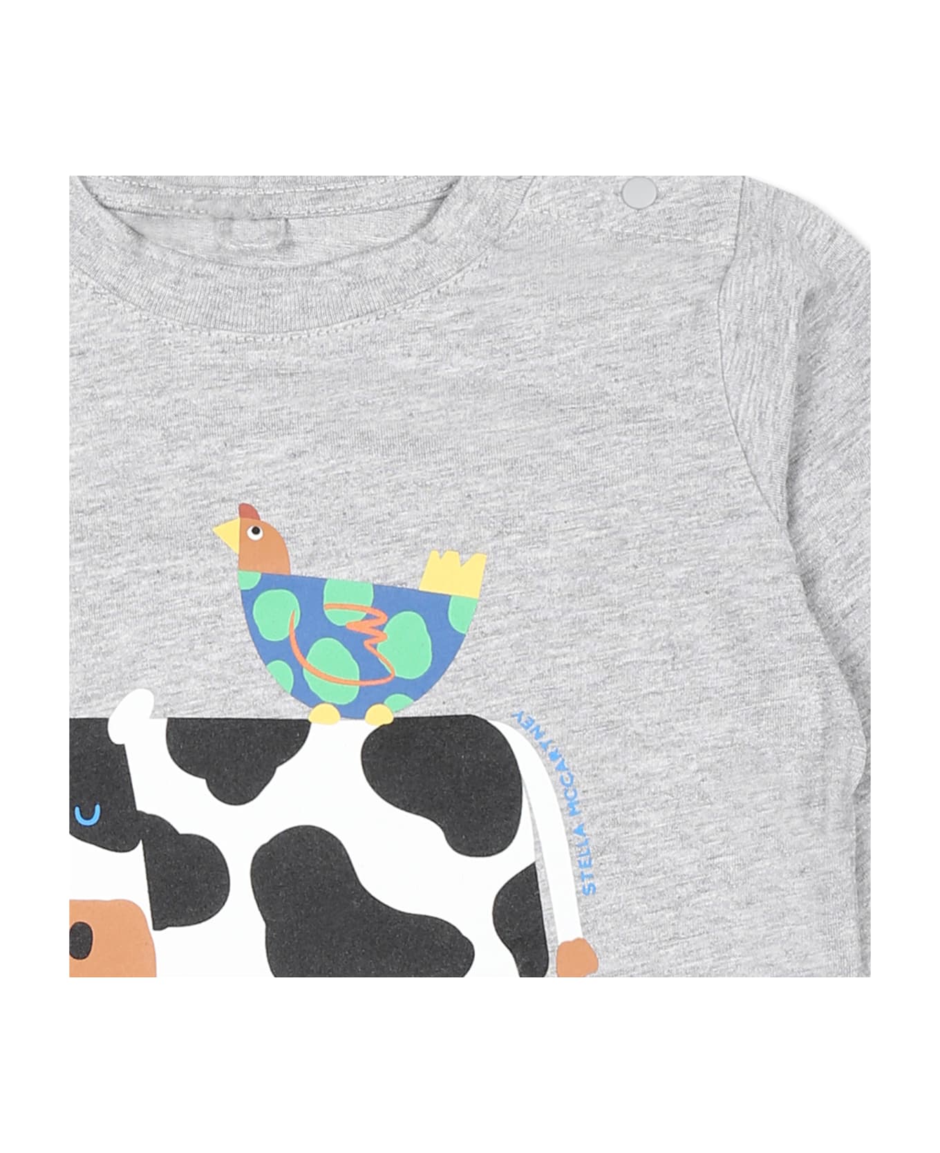 Stella McCartney Kids Grey T-shirt For Babykids With Cow Print - Grey