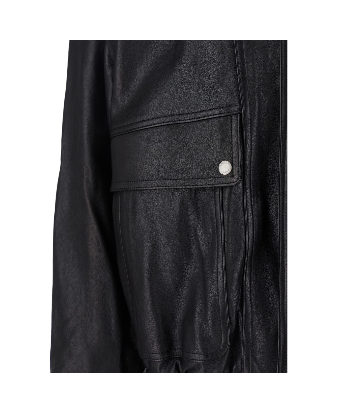 Dunst Black Jacket With Two Front Pockets And Distressed Effect In Leather Man - Black