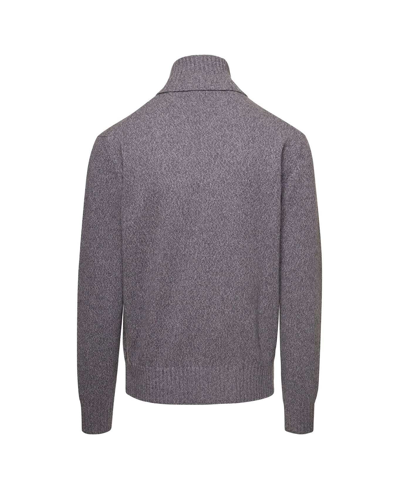 Ami Alexandre Mattiussi Grey Ribbed Mock Neck Sweater In Cashmere Blend Man - Grey