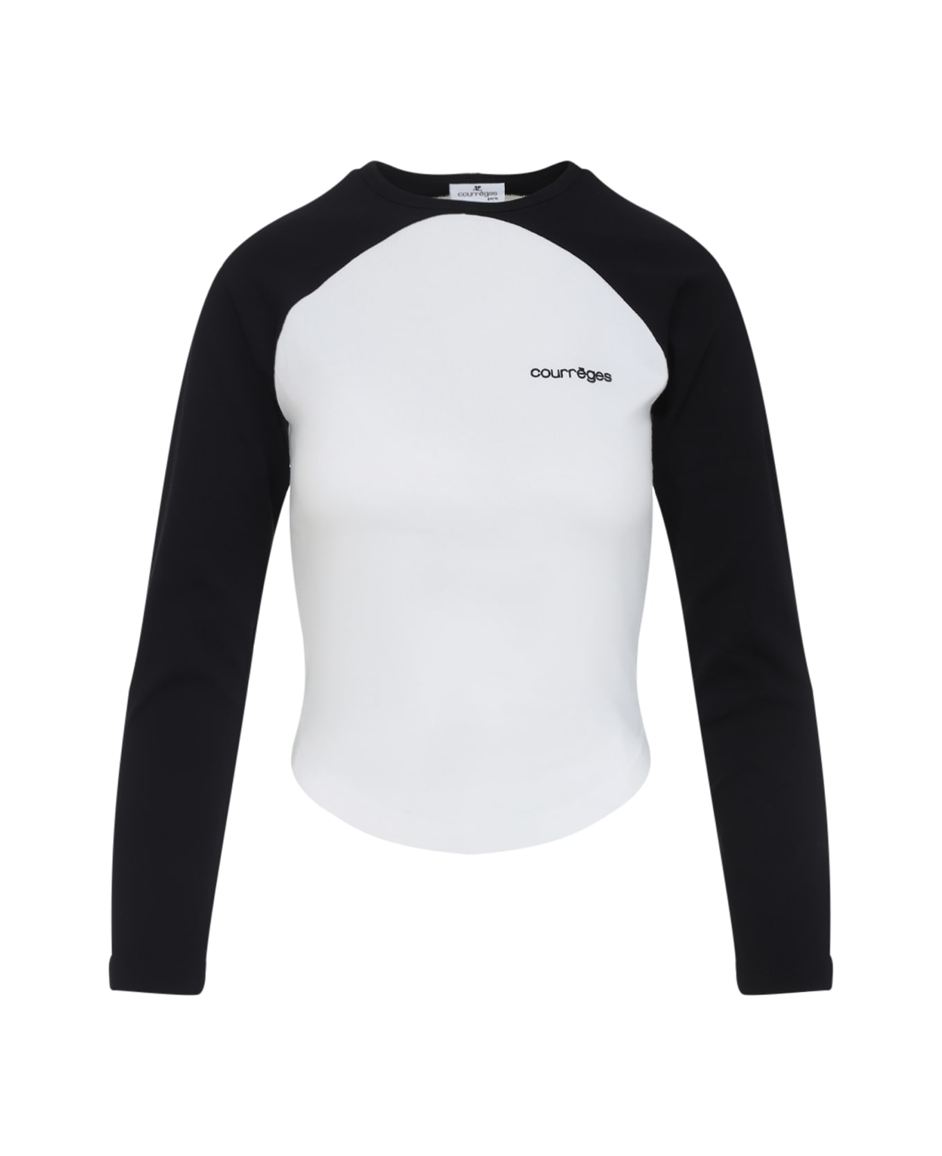 Courrèges Circle Contrast Ls T-shirt - Heritage White Black