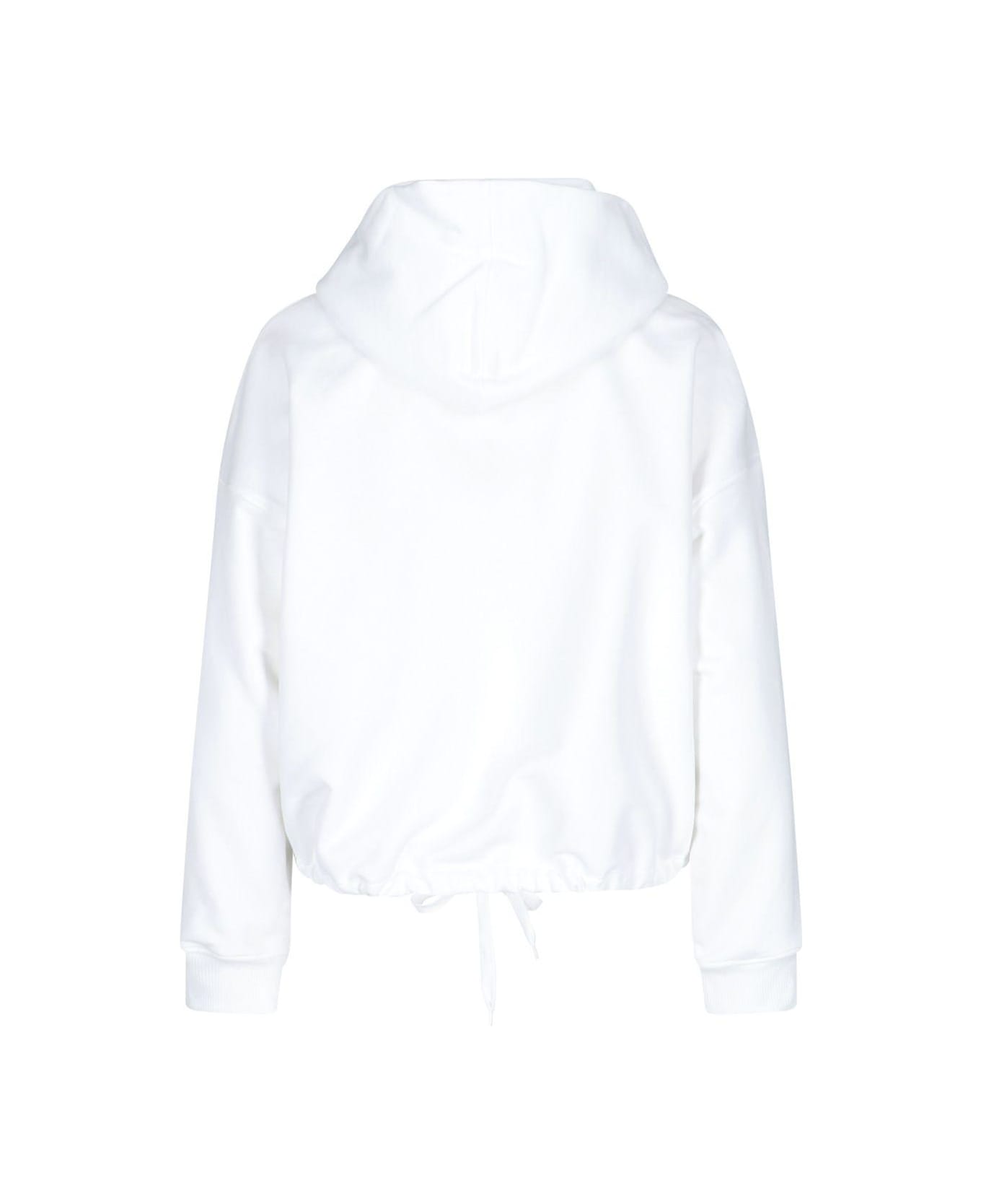 Valentino Garavani Sweatshirt Crop Embroidery Logo Paillettes - White