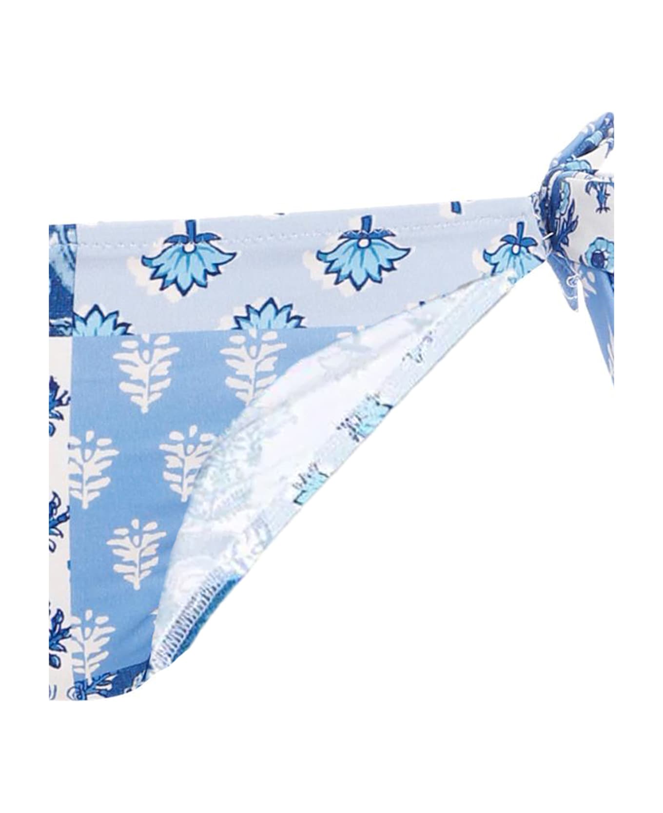 MC2 Saint Barth Light Blue Swim Briefs For Girl With Floral Print - Light Blue