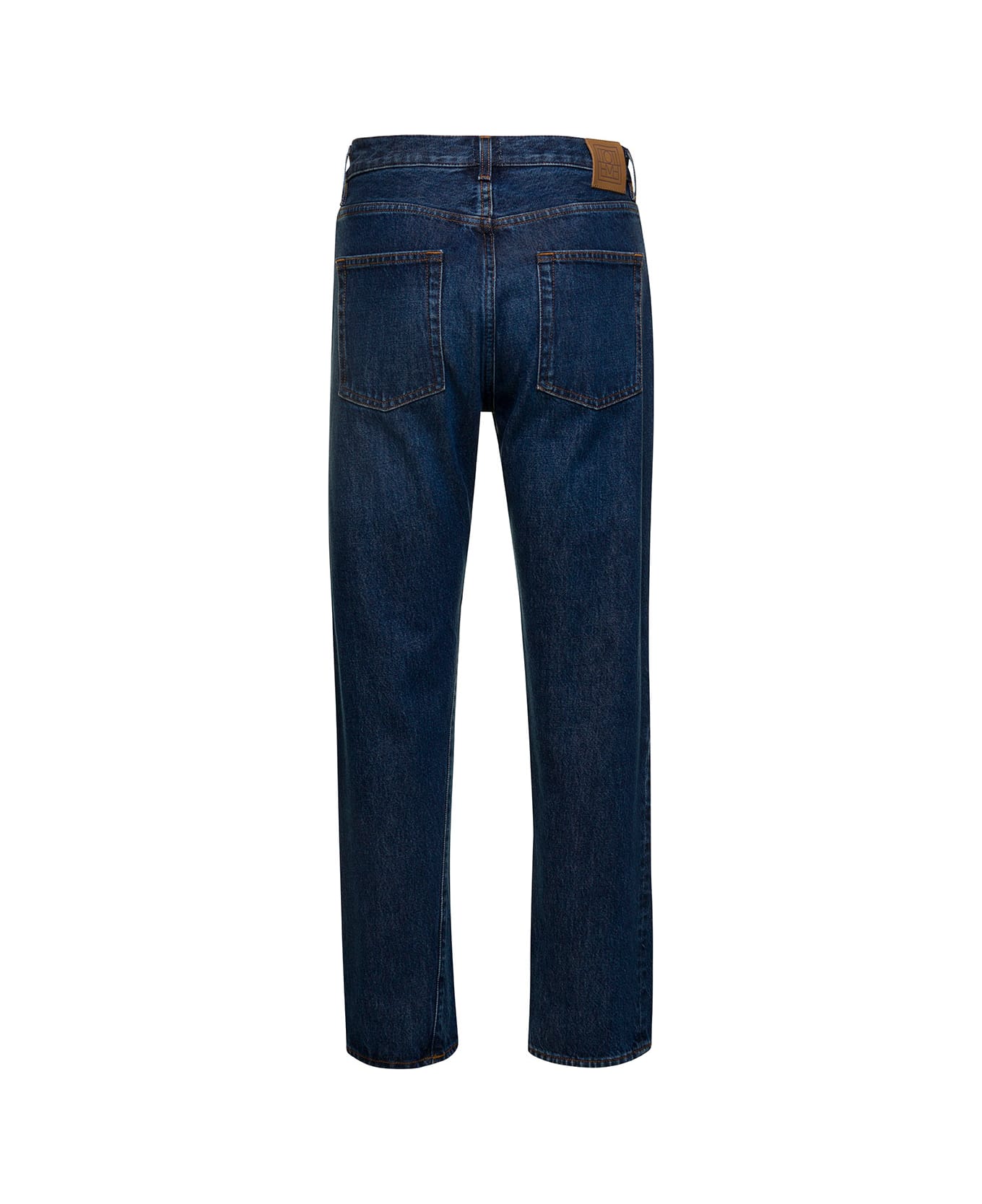 Totême Cropped Straight Jeans In Blue Denim Cotton Woman - Blu デニム