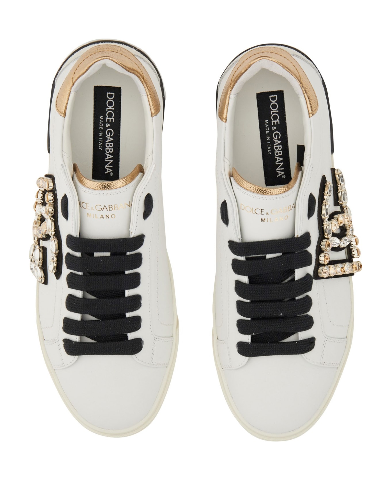Dolce & Gabbana Portofino Vintage Sneakers - White / Gold