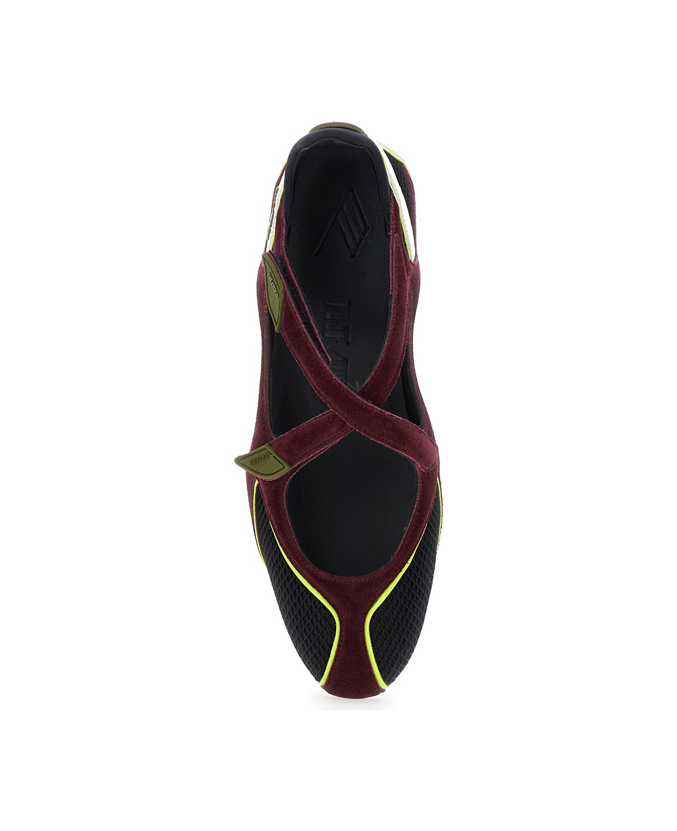 The Attico 'nomad' Bordeaux Ballet Shoes With Criss-crossed Straps And Mesh Panels In Tech Fabric And Suede Woman - Bordeaux