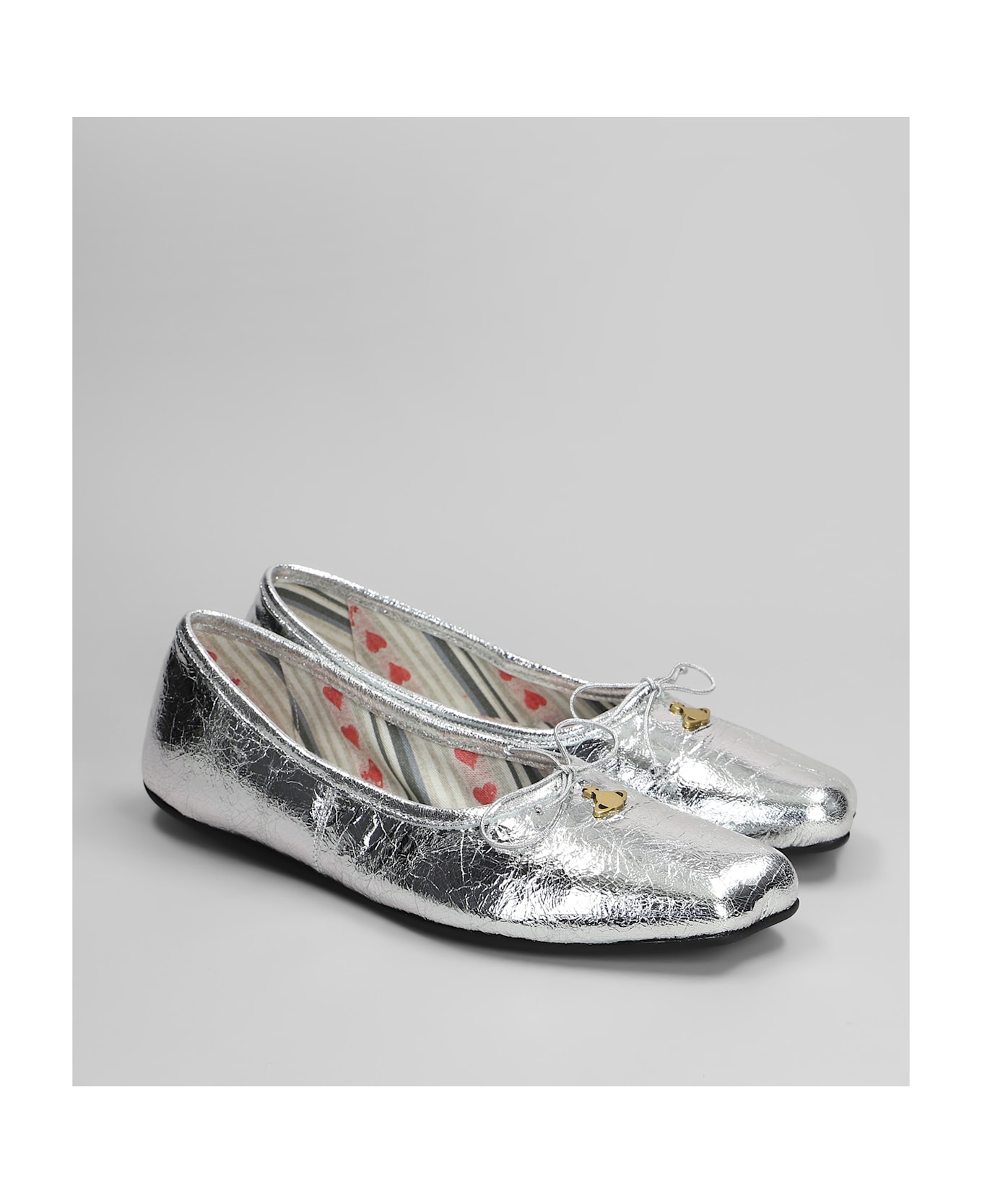 Vivienne Westwood Brigitte Ballet Flats In Silver Leather - silver