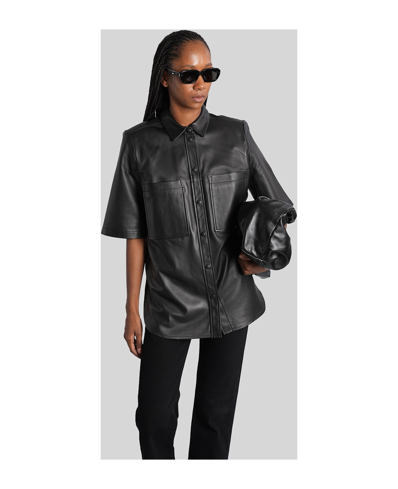 IRO Moha Shirt In Black Leather - black