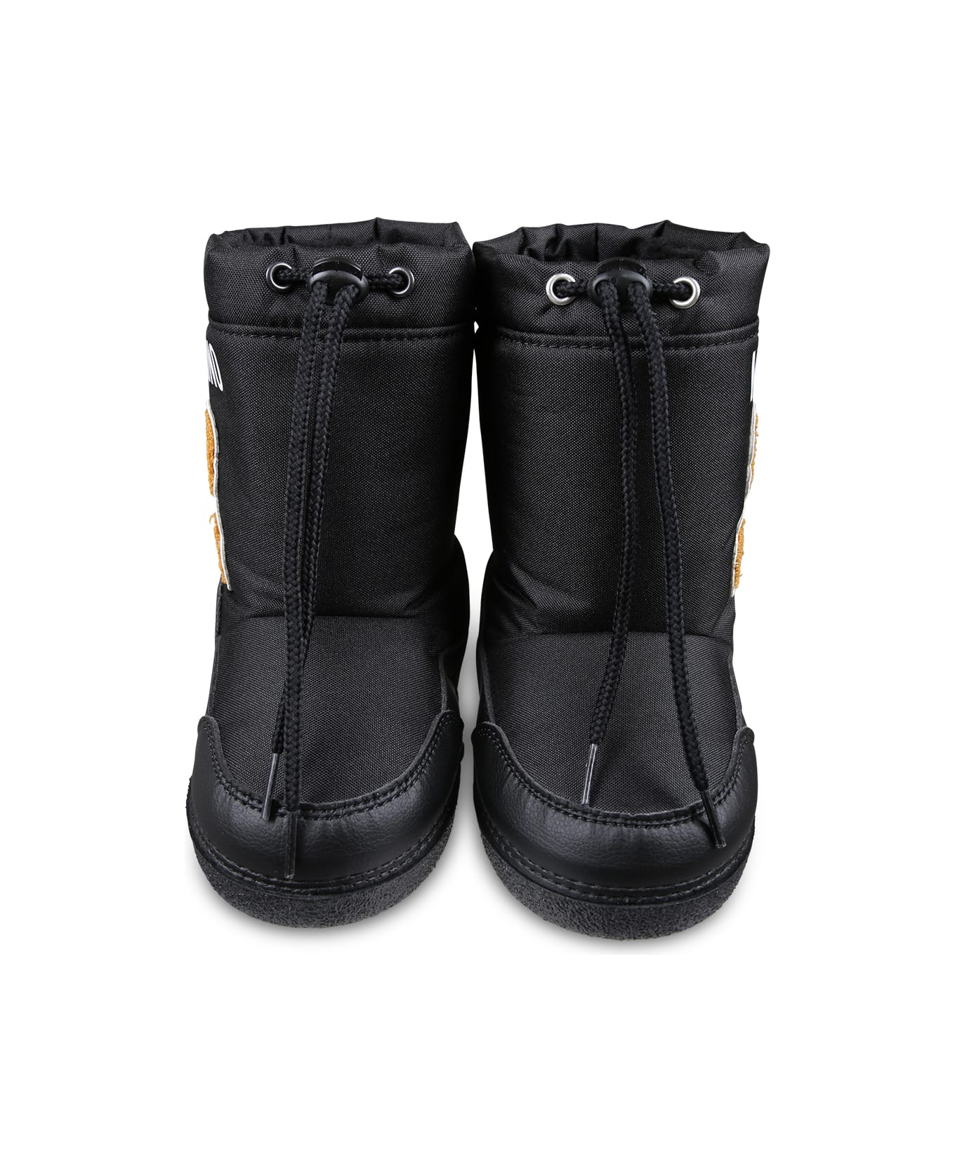 Moschino Black Snow Boots For Kids With Teddy Bear - Black