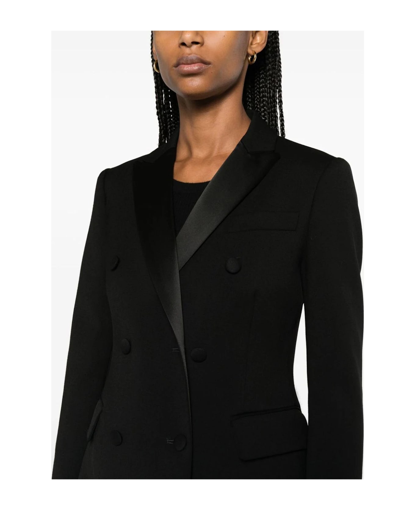 Parosh Black Wool Blend Double-breasted Blazer - Black