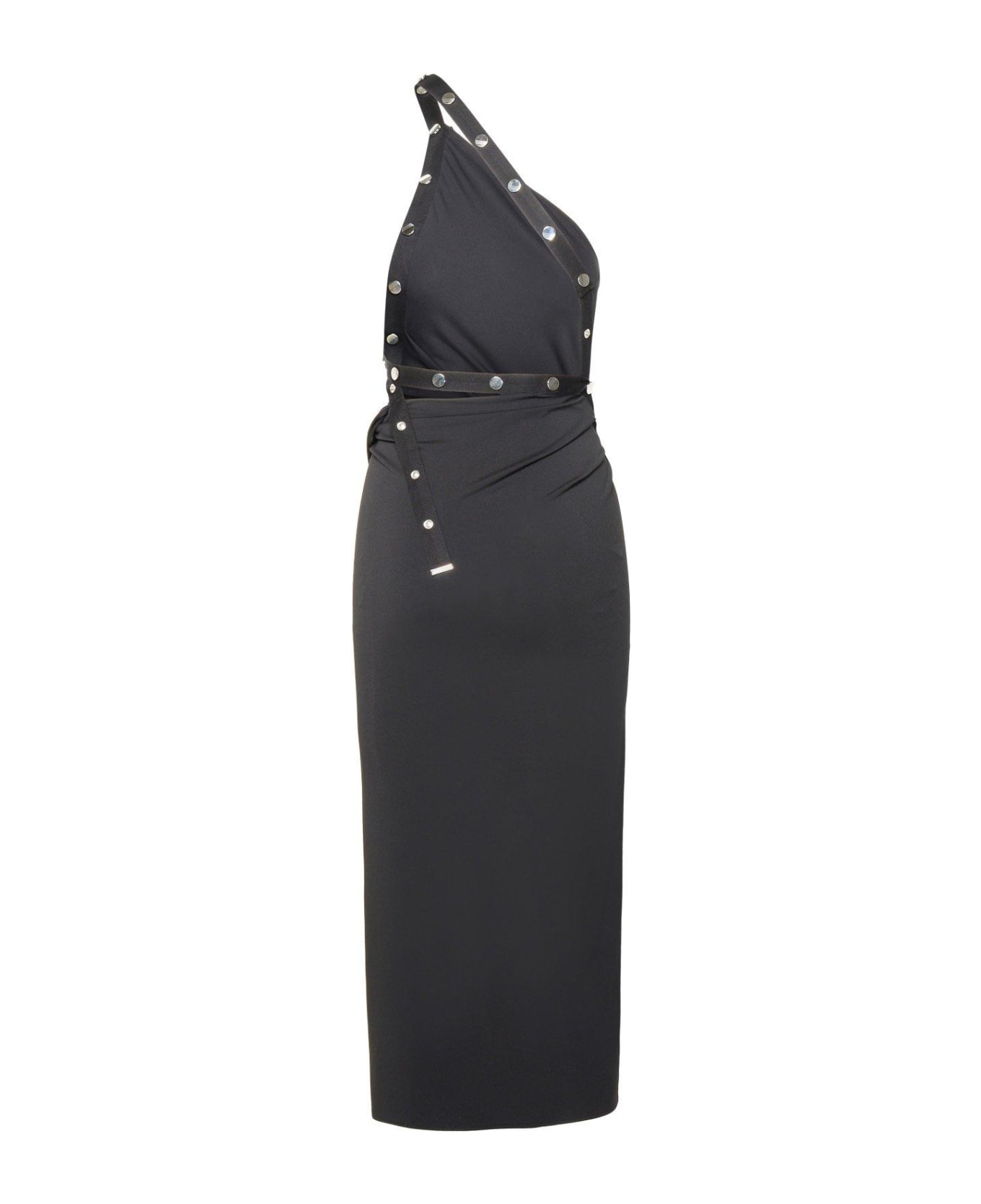 The Attico One-shoulder Stud Embellished Dress - Black