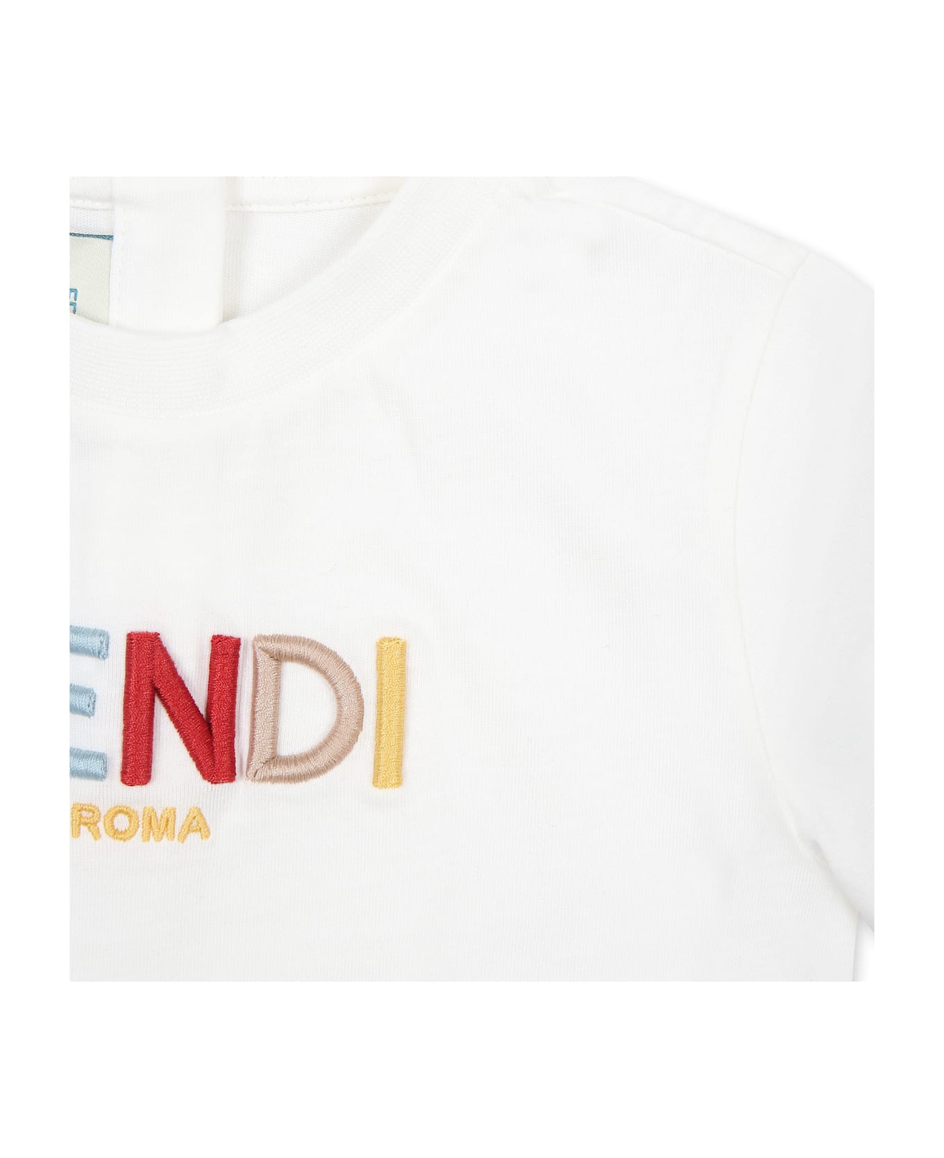 Fendi White T-shirt For Babykids With Logo - White