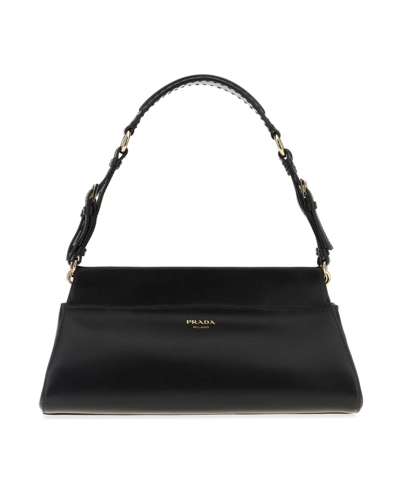 Prada Black Leather Medium Prada Enchaã®nã© Shoulder Bag - NERO