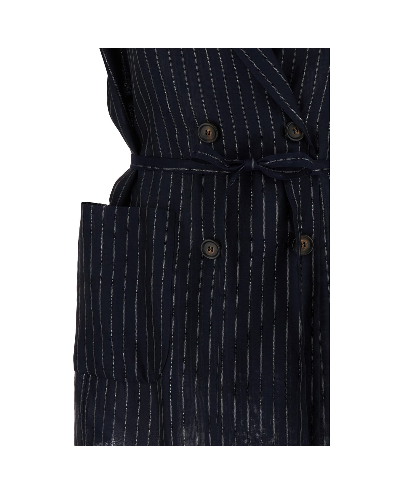 Brunello Cucinelli Pinstriped Cotton Waistcoat - Blu
