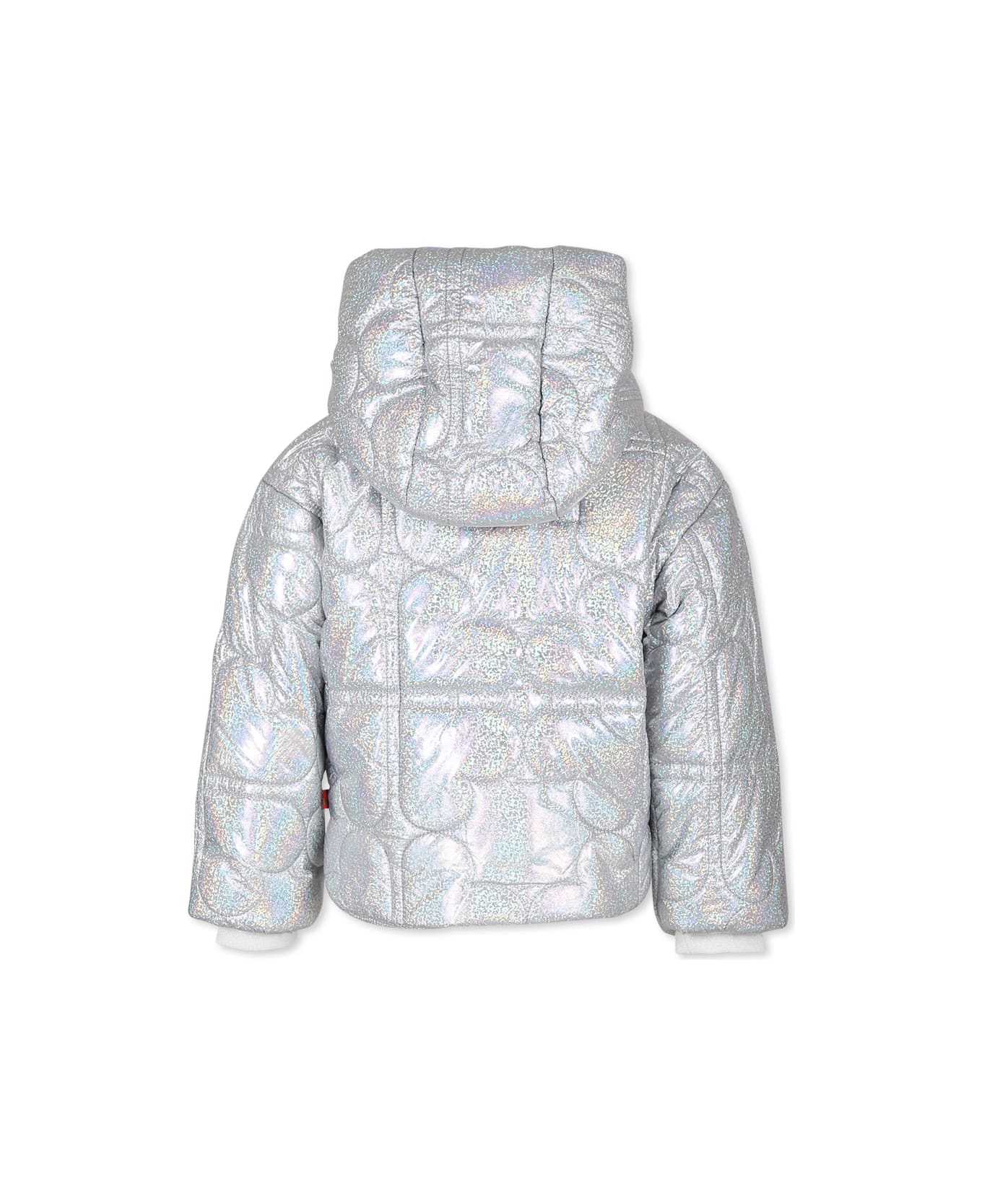 Billieblush Silver Down Jacket For Girl With Logo - Silver