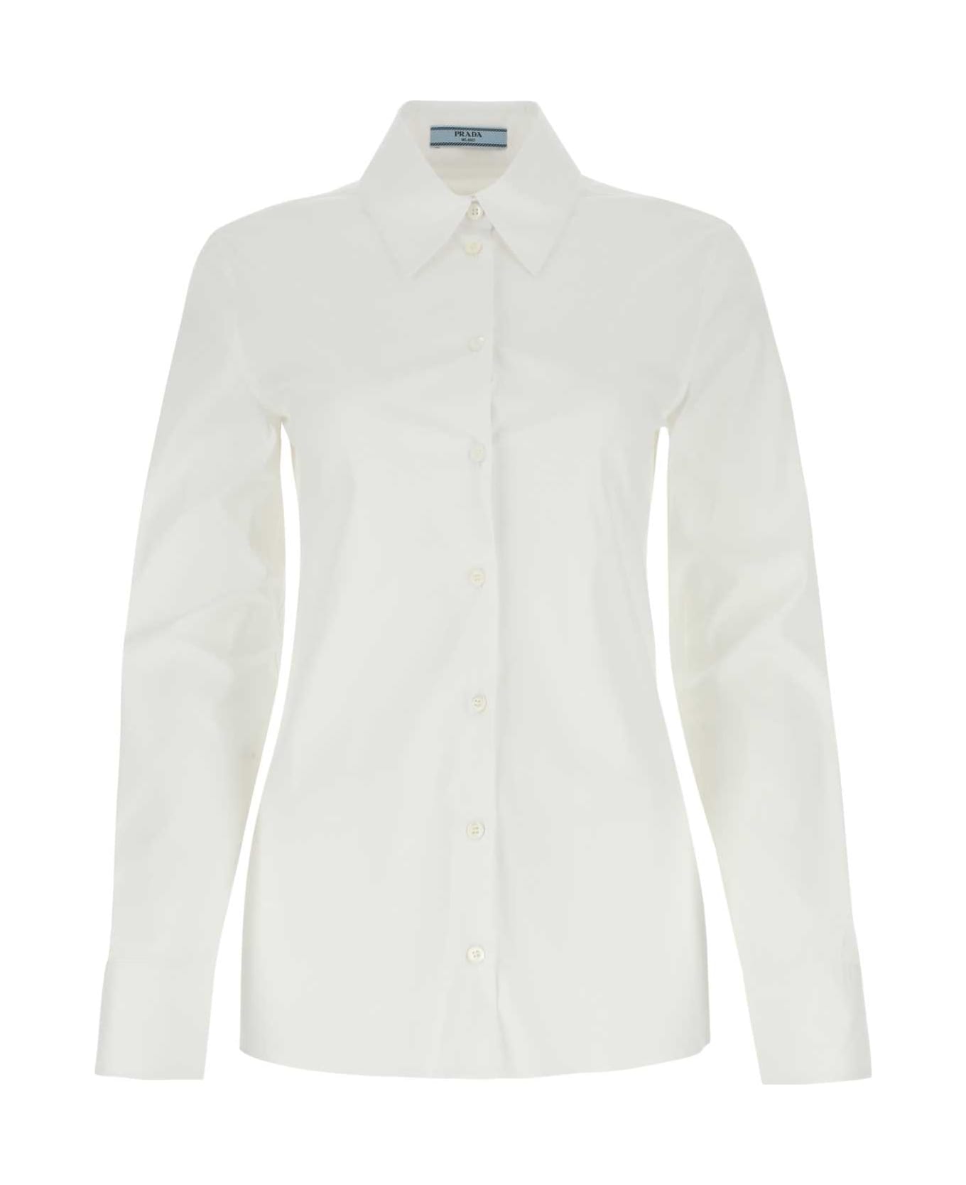 Prada White Stretch Poplin Shirt - White
