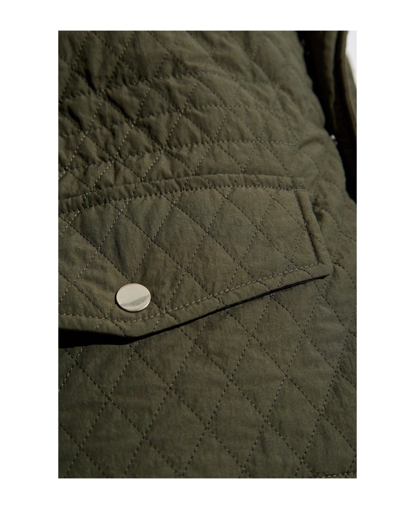 Burberry Bomber Long Sleeved Quilted Hooded Jacket - Green