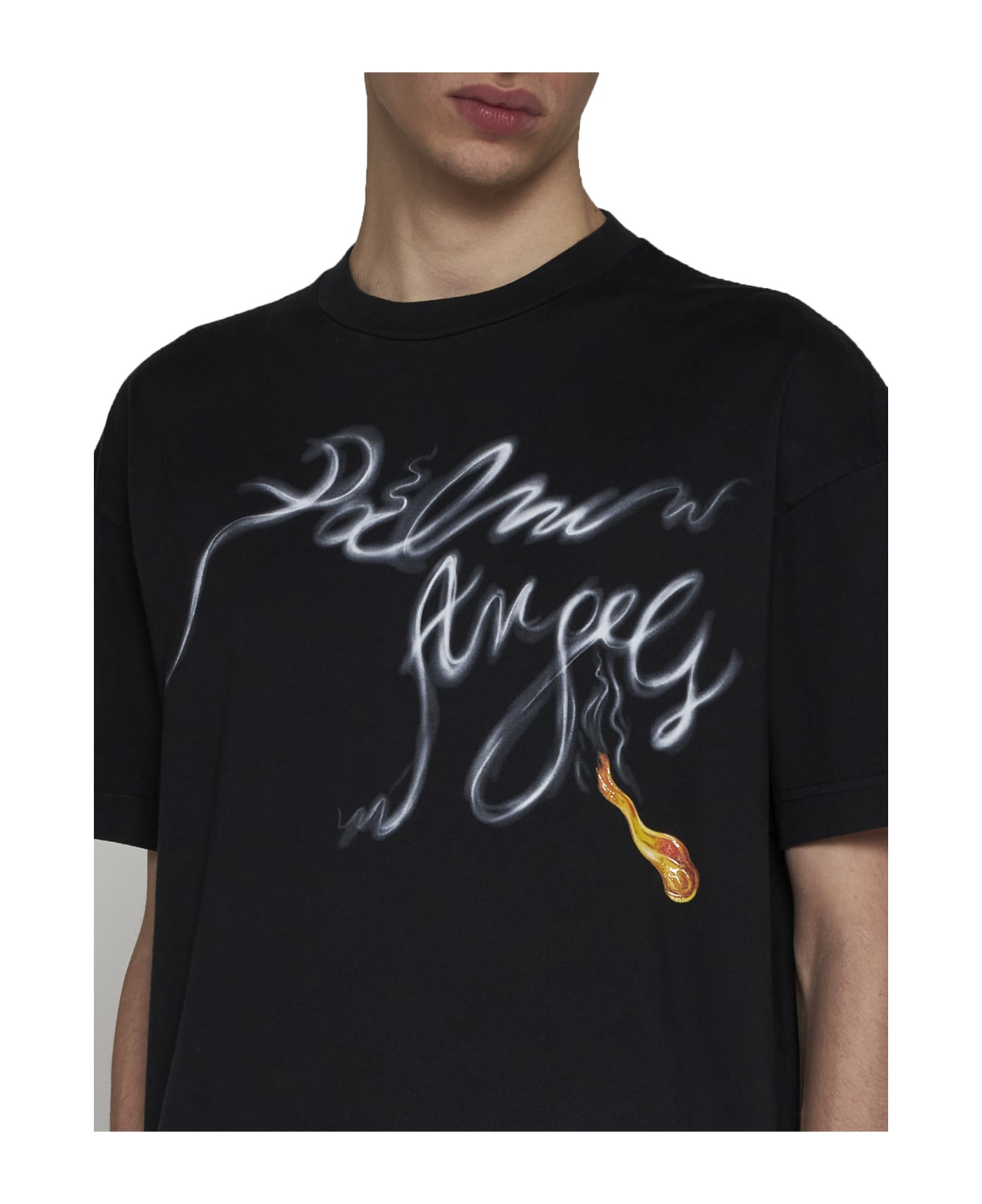 Palm Angels Foggy Pa T-shirt - Black White