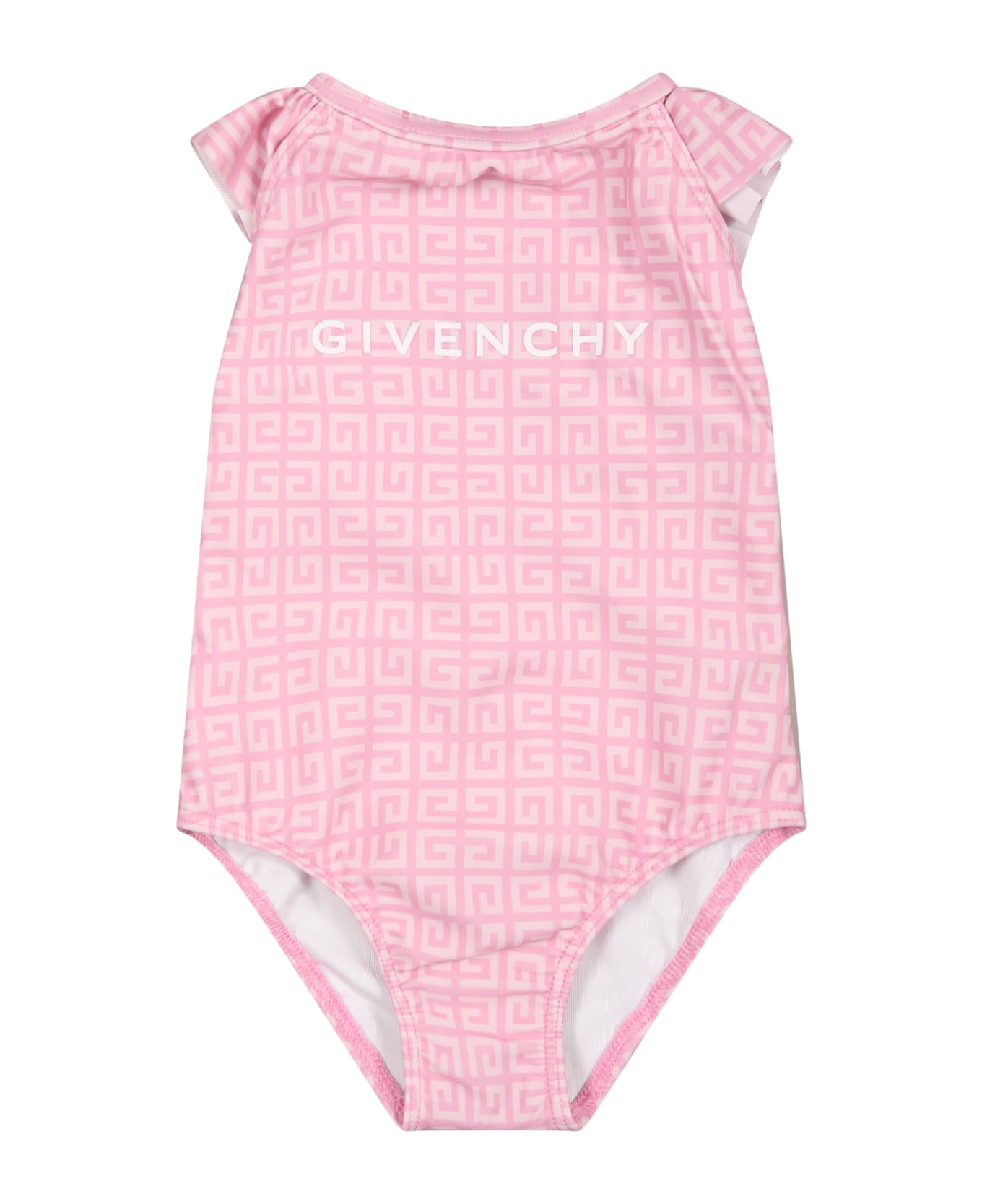 Givenchy Pink Swimsuit For Baby Girl With All-over Iconic Monogram - Pink