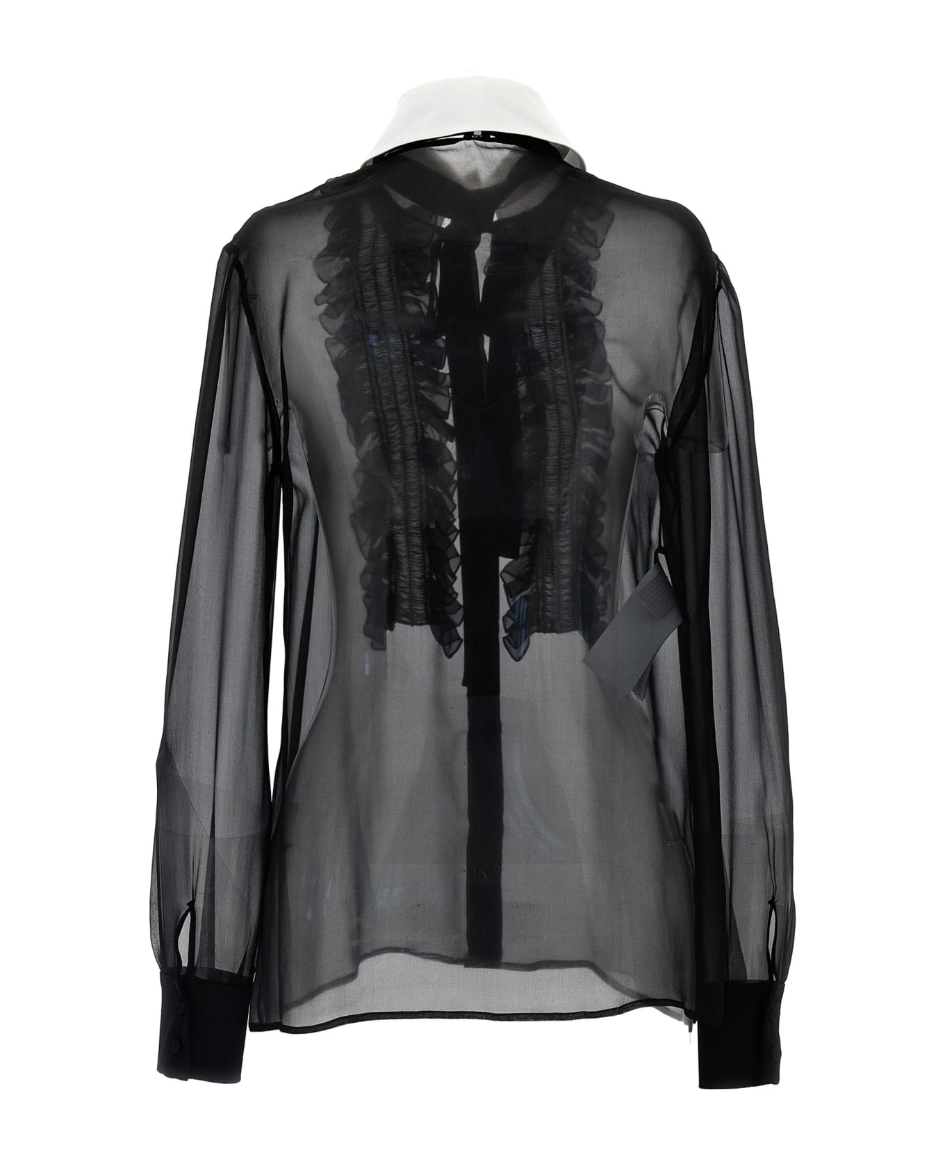 Alberta Ferretti Ruffles Plastron Shirt - Black