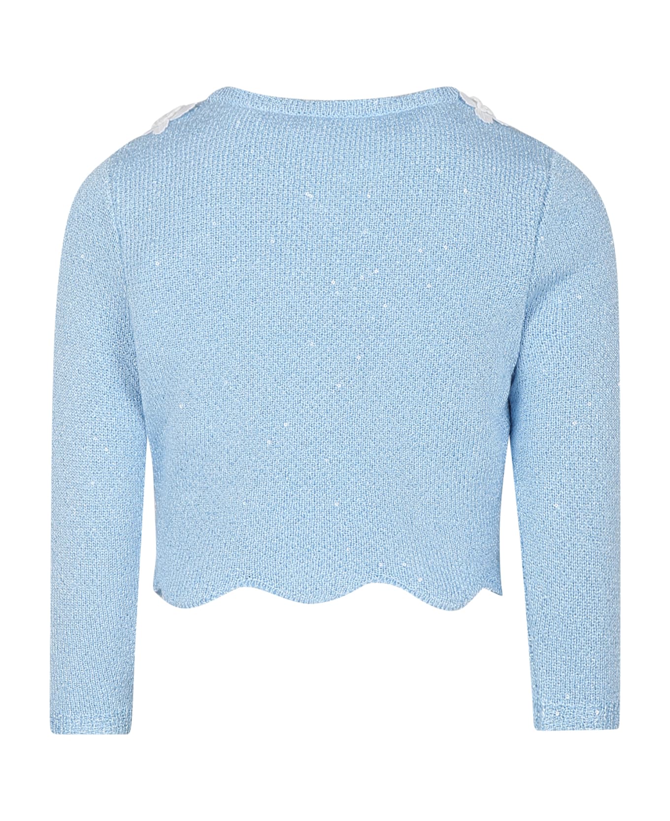 self-portrait Sky Blue Knit Cardigan For Girl With Sequins - Light Blue