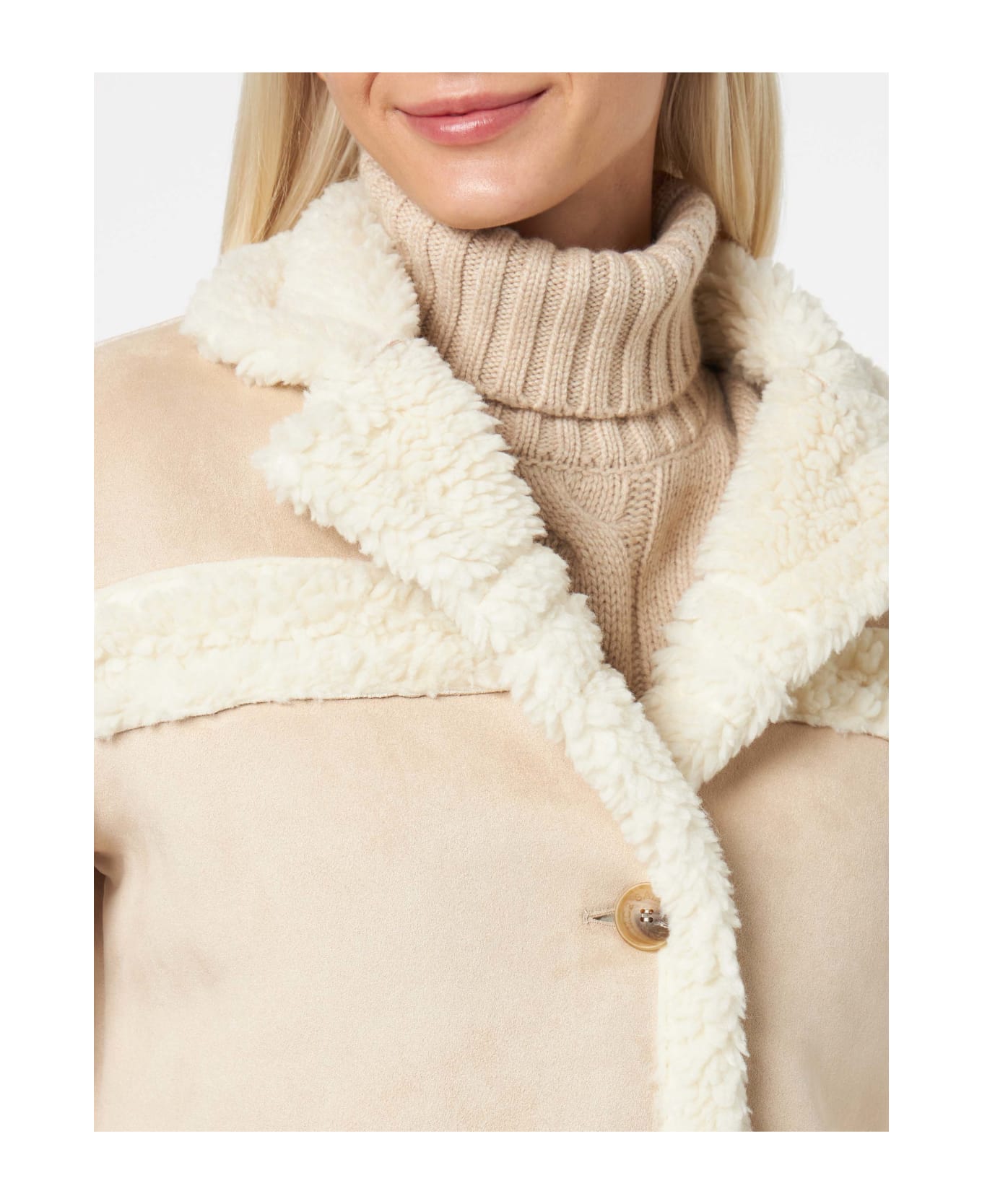 MC2 Saint Barth Woman Short Shearling-like Jacket - BEIGE