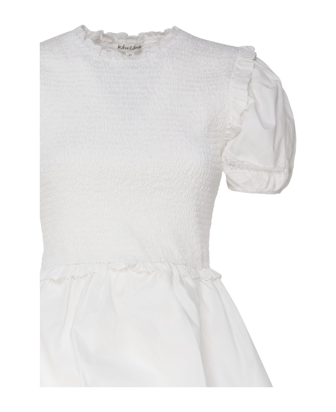 For Love & Lemons Sandy Mini Dress In Cotton - White