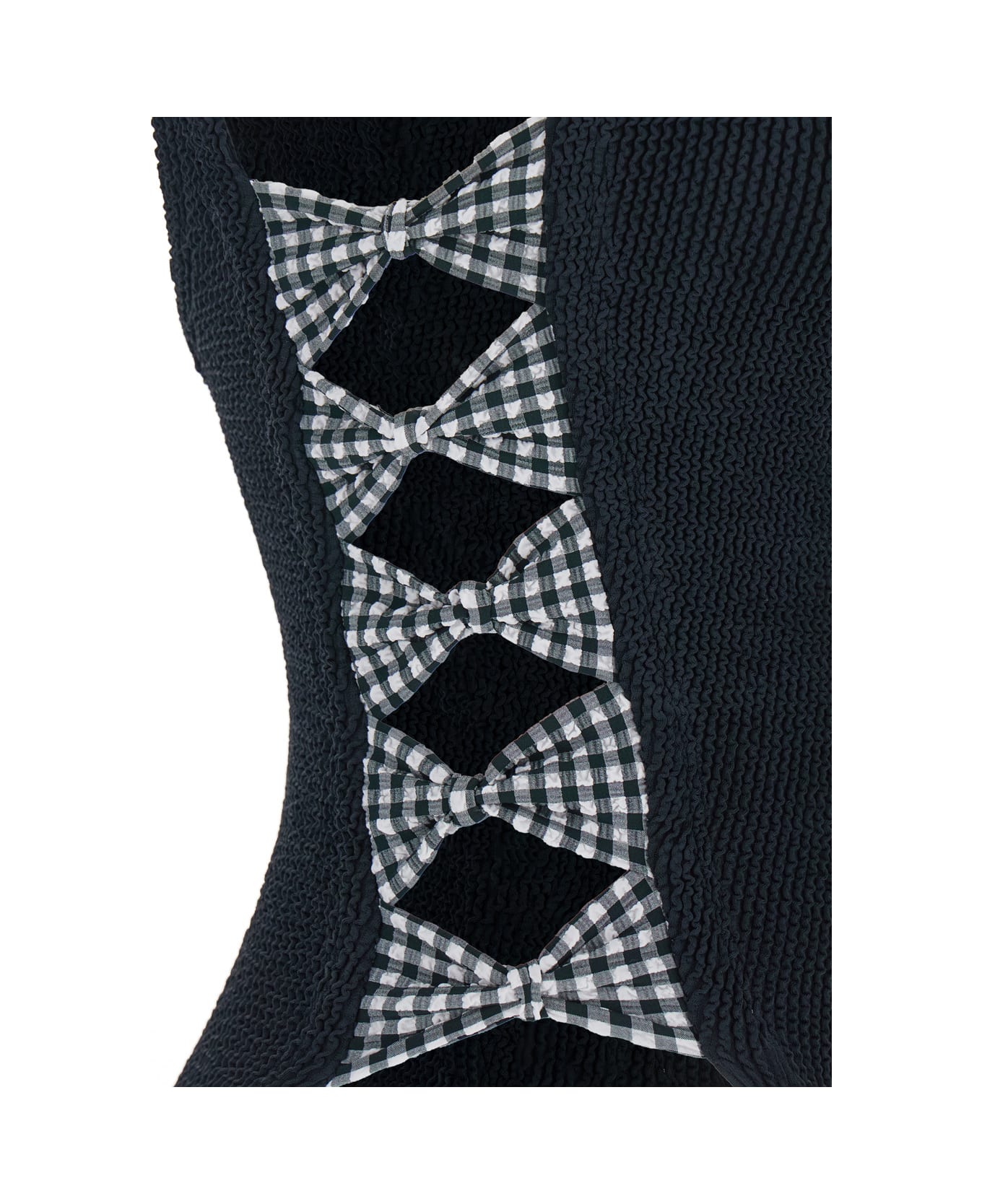 Hunza G 
tiffany
 Black Swimsuit With Square Neckline And Bow Details On The Side In Tech Fabric Stretch Woman - Black