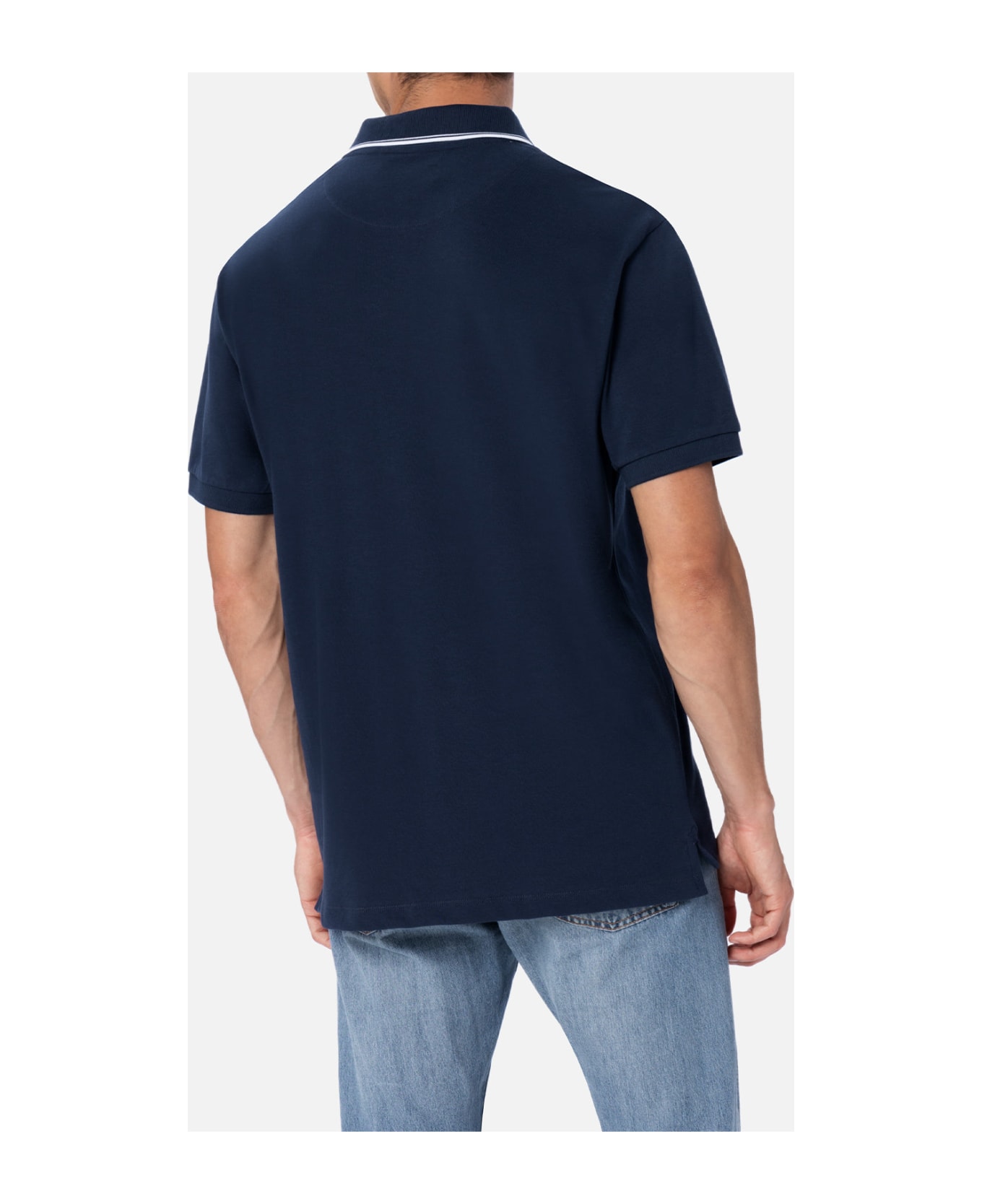 MC2 Saint Barth Man Blue Cotton Piquet Polo Shirt Beverly Hills - BLUE