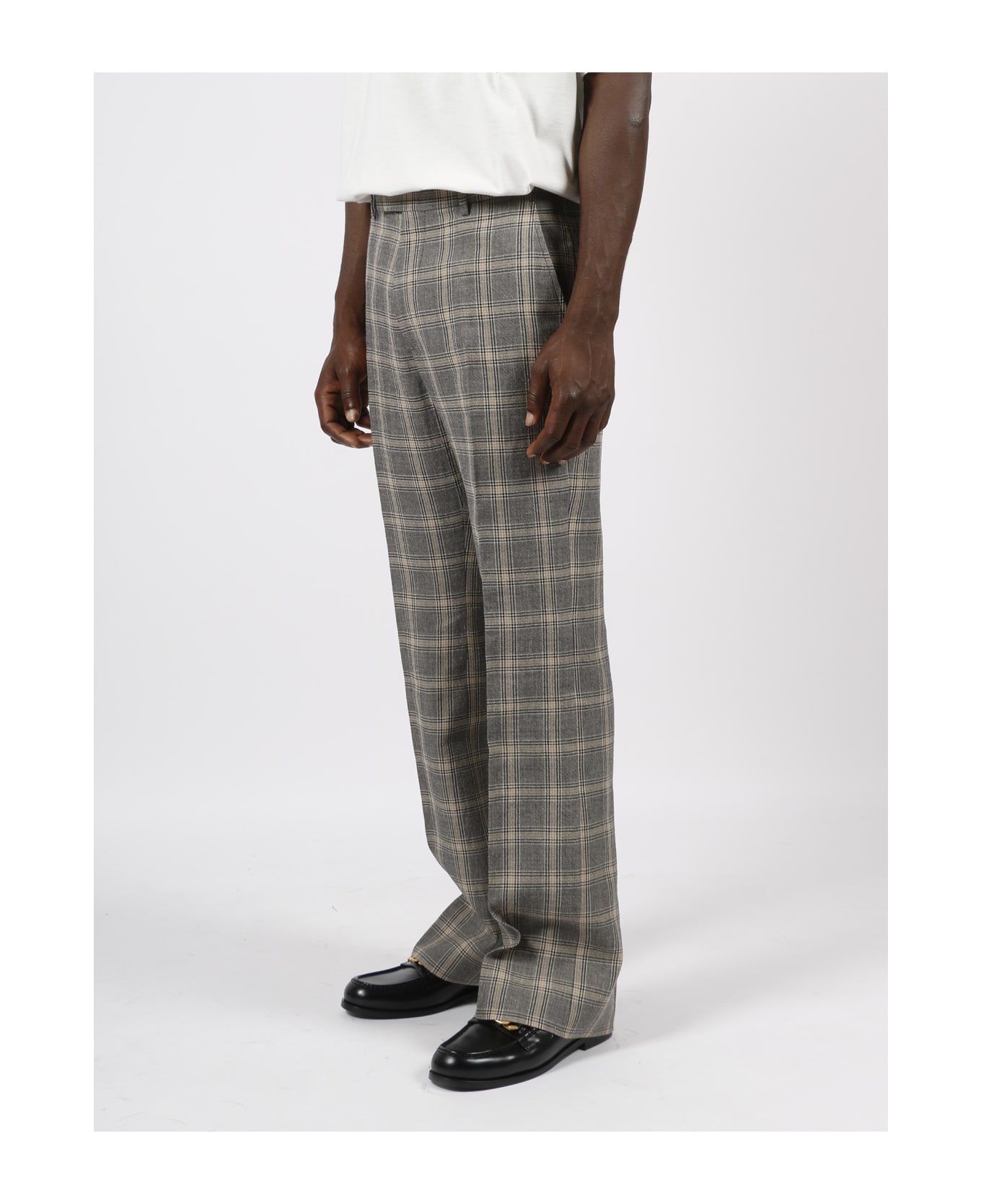 Gucci Wide Trousers In Prince Of Wales - Grey