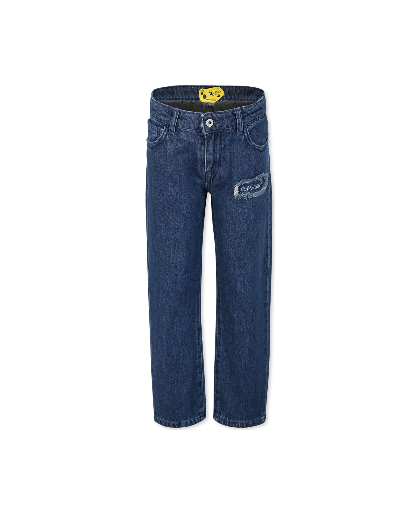 Off-White Blue Jeans For Boy With Logo - Denim